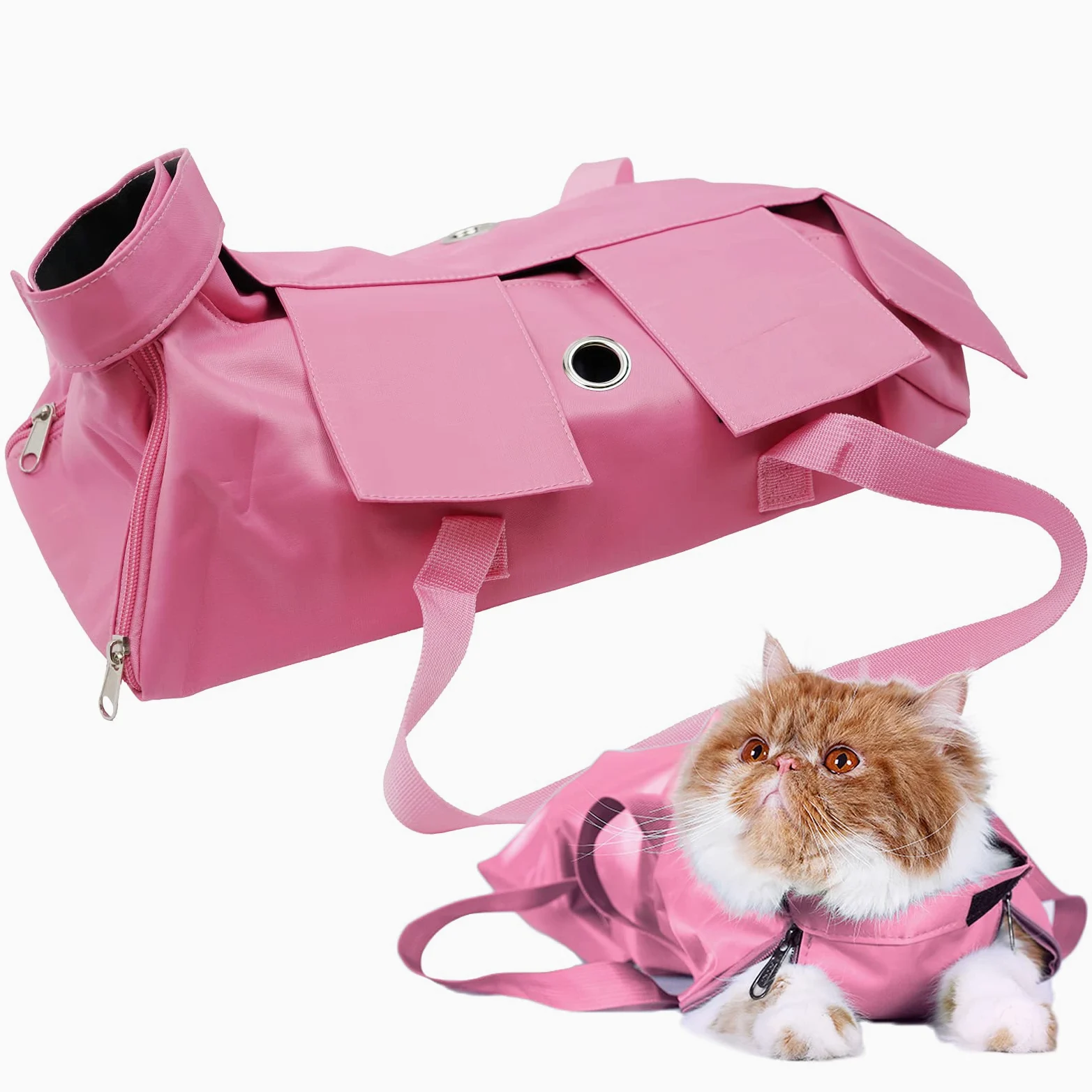 Kukaster - Borsa per la cura degli artigli e delle unghie, per la cura degli artigli, anti-graffio, per esami medici di gatti (rosa-m)