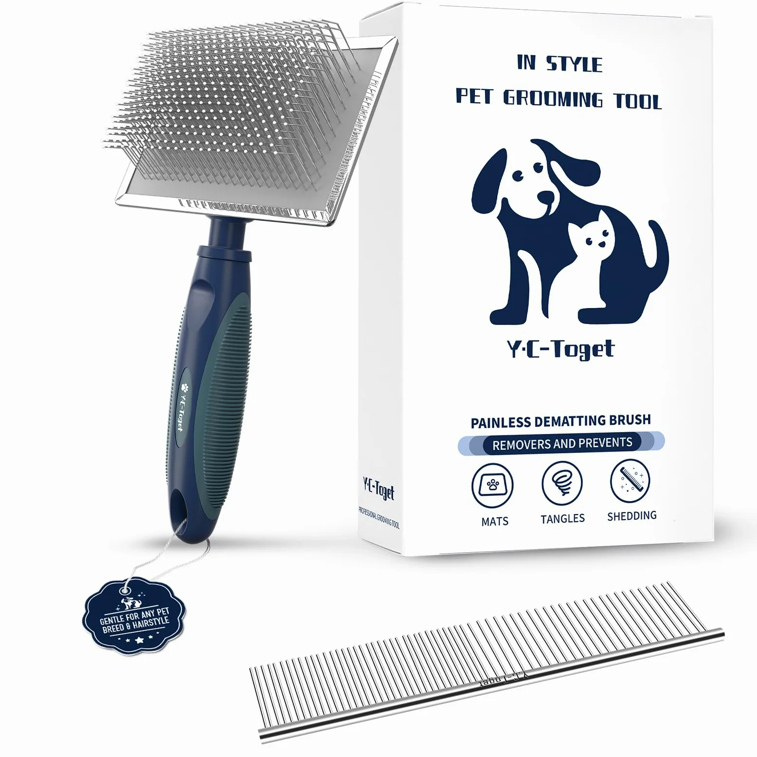 Slicker - Spazzola per cani con punte a sfera protettive, massaggia la pelle degli animali domestici, spazzola professionale Groomer per cani e gatti, Labrador