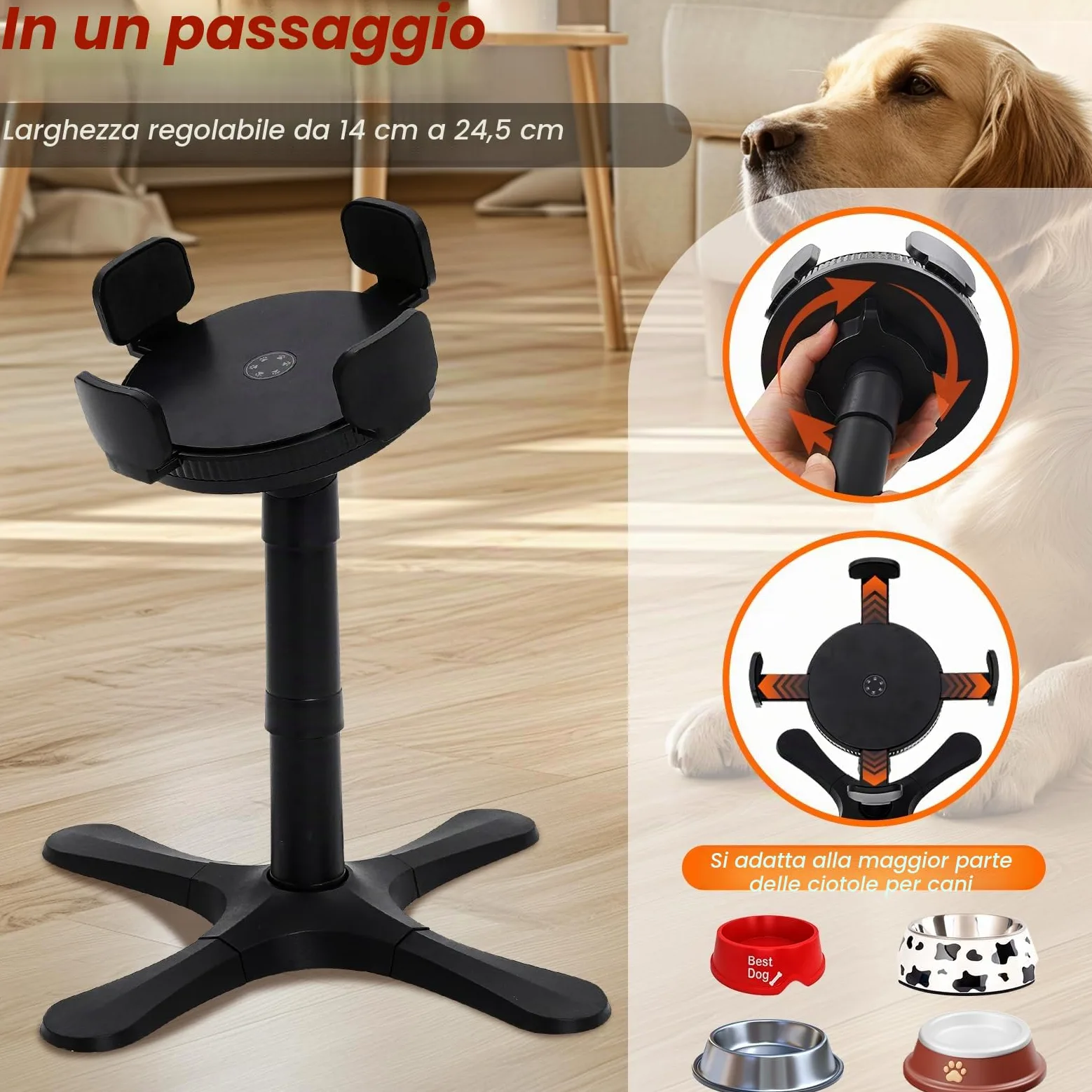 Ciotole Rialzate per Cani Grandi, Porta Ciotole per cani, 3 Altezze & Angoli Inclinazione, Compatibile Con Ciotole In Acciaio Inossidabile & Per cani Medi E Grandi