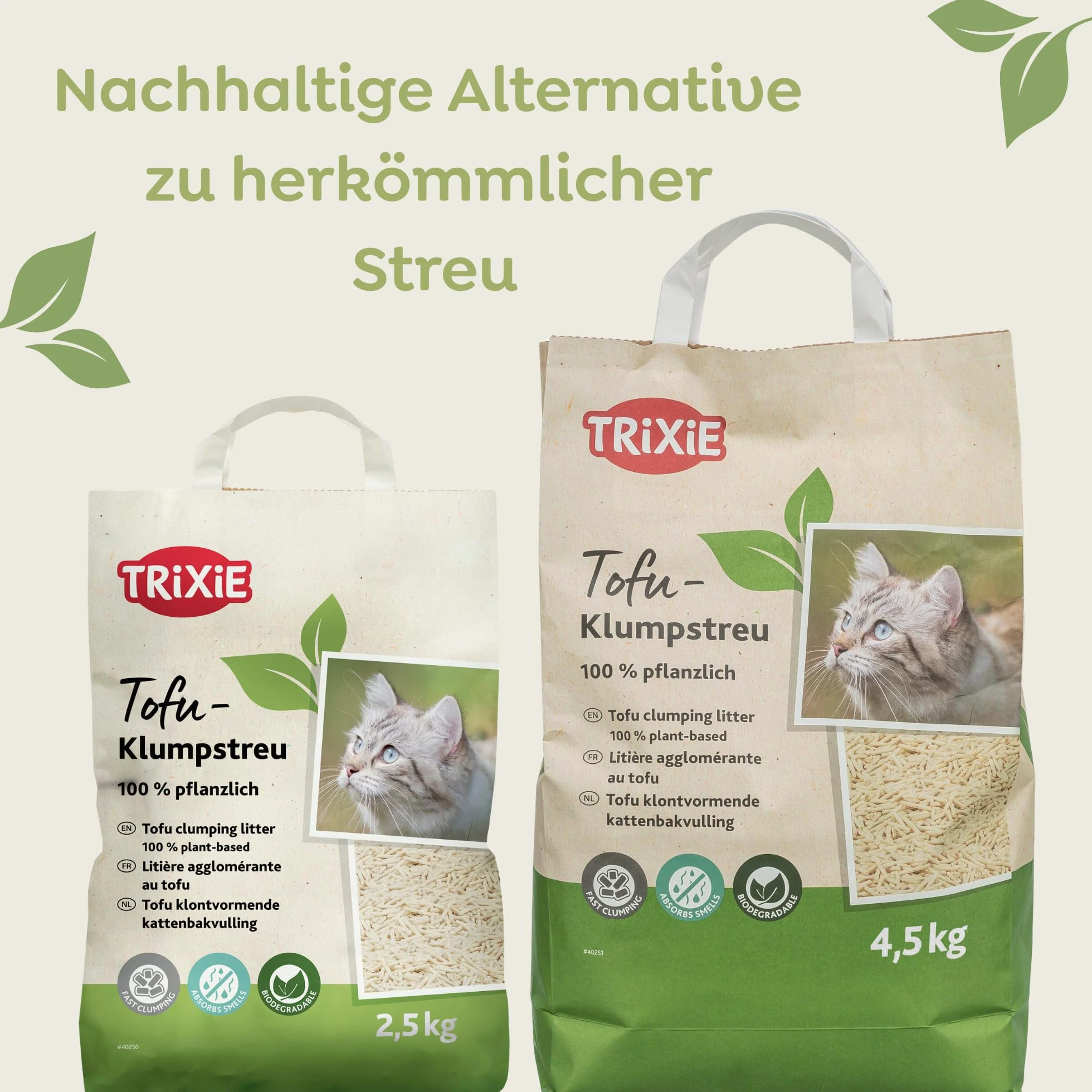 TRIXIE Lettiera per lettiera per gatti, 25 kg, biodegradabile neutralizza gli odori - 40250 (Confezione da 4)