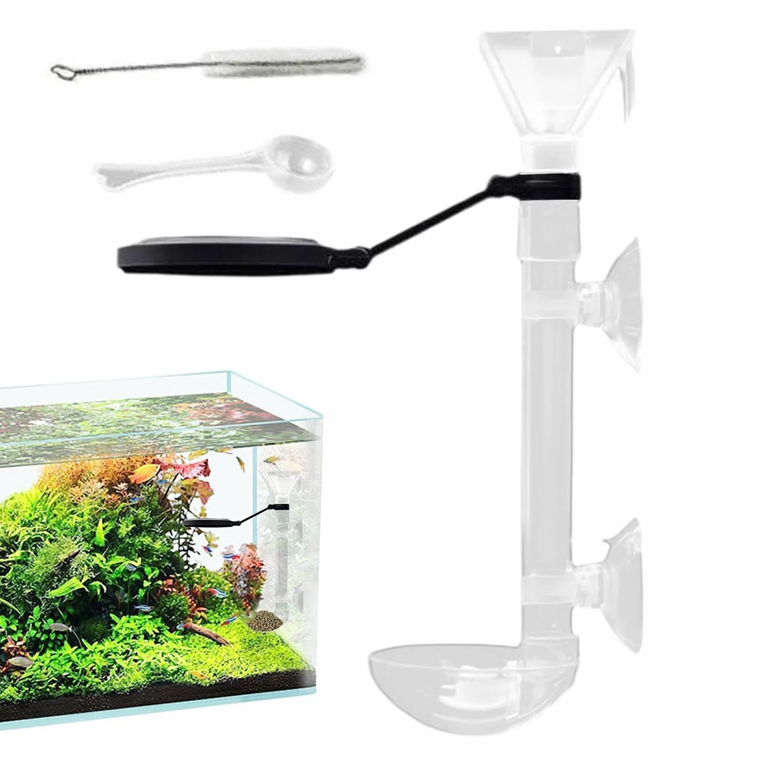 Mangiatoia per acquario Tubo di alimentazione telescopico Dispenser Contagocce per alimenti direzionale trasparente