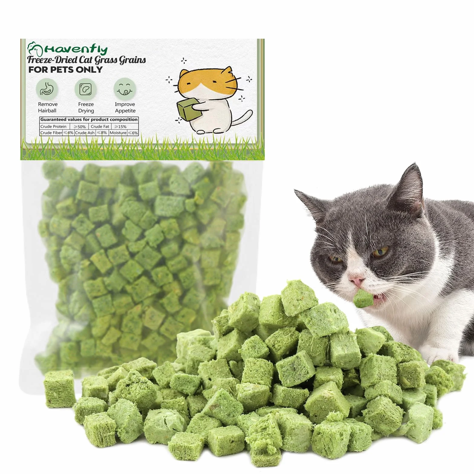Snack per Gatti Erba da Gatto, Snack Liofilizzato con Erba Gatta per la Pulizia dei Denti, Cat Grass Teething Stick