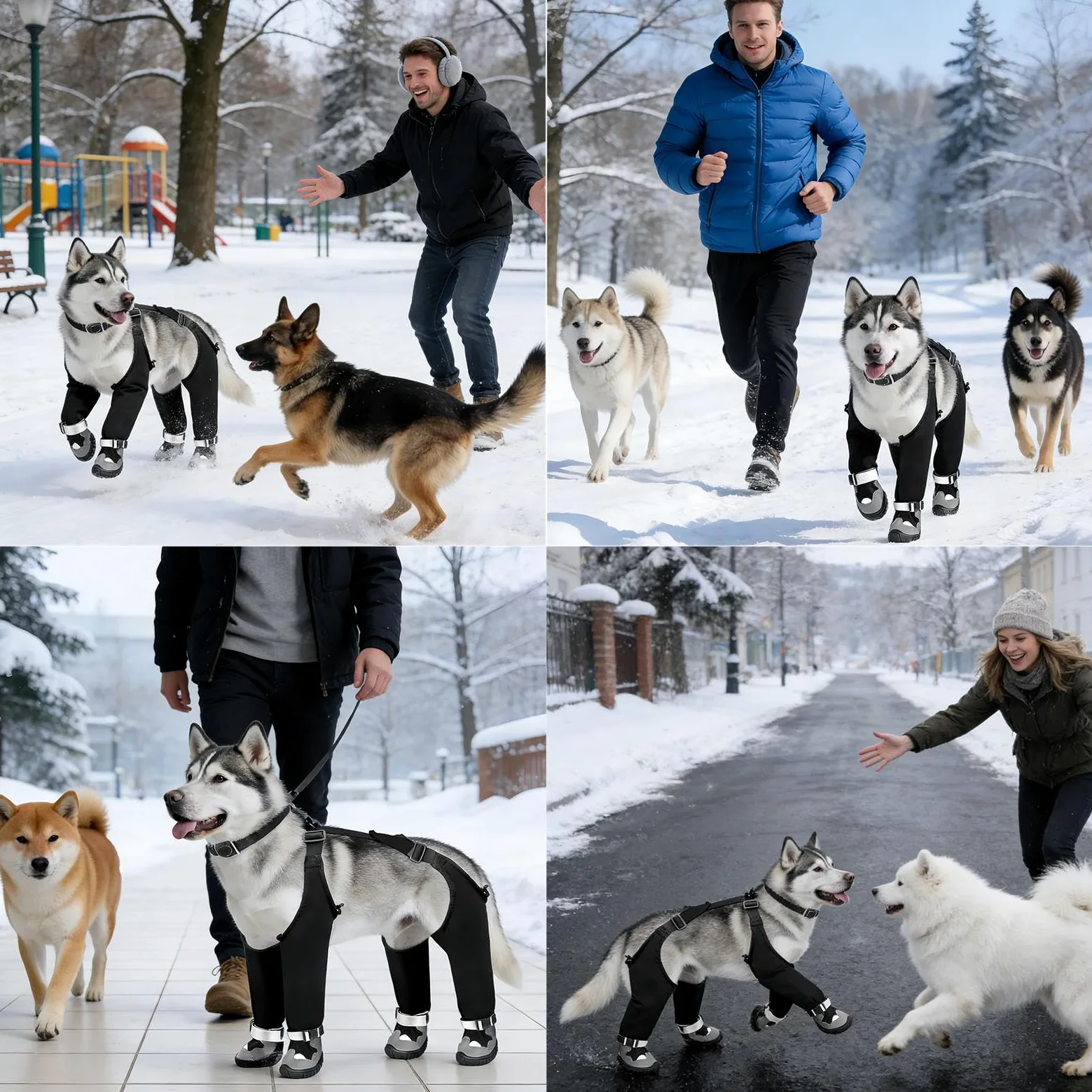 Scarpe per Cani Animali Antiscivolo Traspiranti Impermeabili | Scarpe Invernali da Cani Per Caccia, Passeggiate, Campeggio, Attività All'aperto, Uscite Quotidiane E