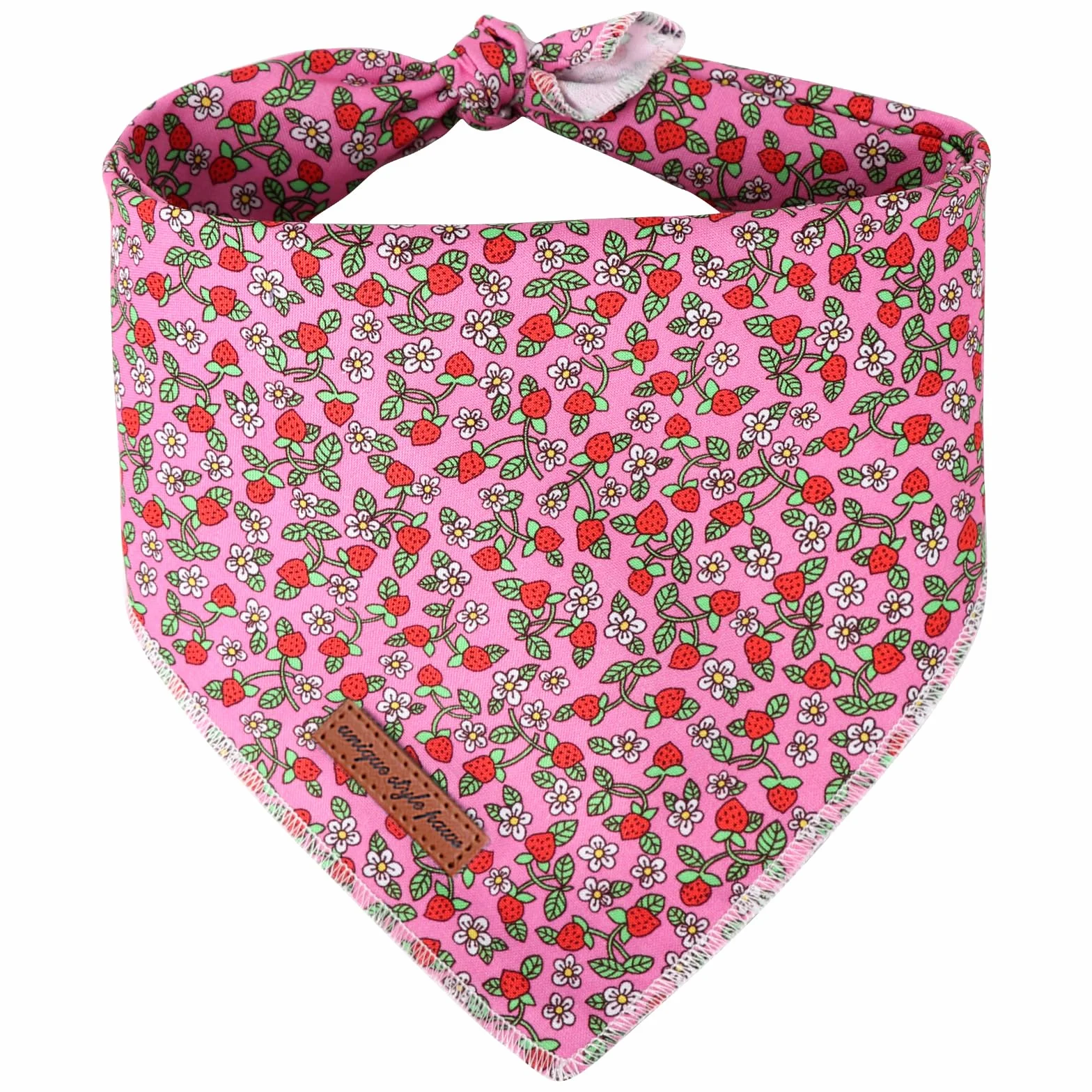 Sciarpa Estiva Triangolare per Cani Rosa Fragola Taglia L Tessuto Resistente