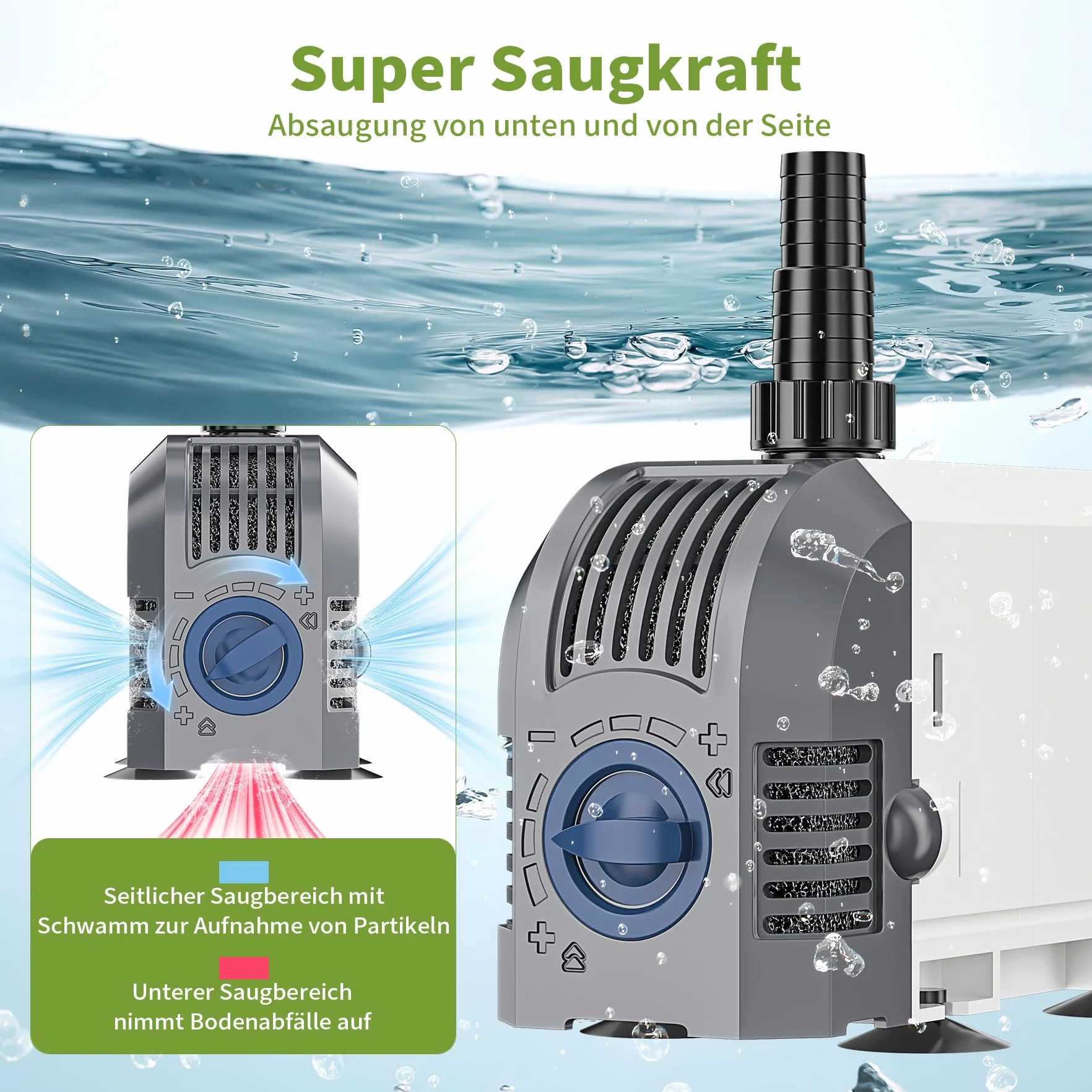 Forever Speed Aquarium Pumpe Teichpumpe 900L/h Tauchpumpen Wasserpumpe für Gärten, Aquarium, Teich, Brunnen 20W