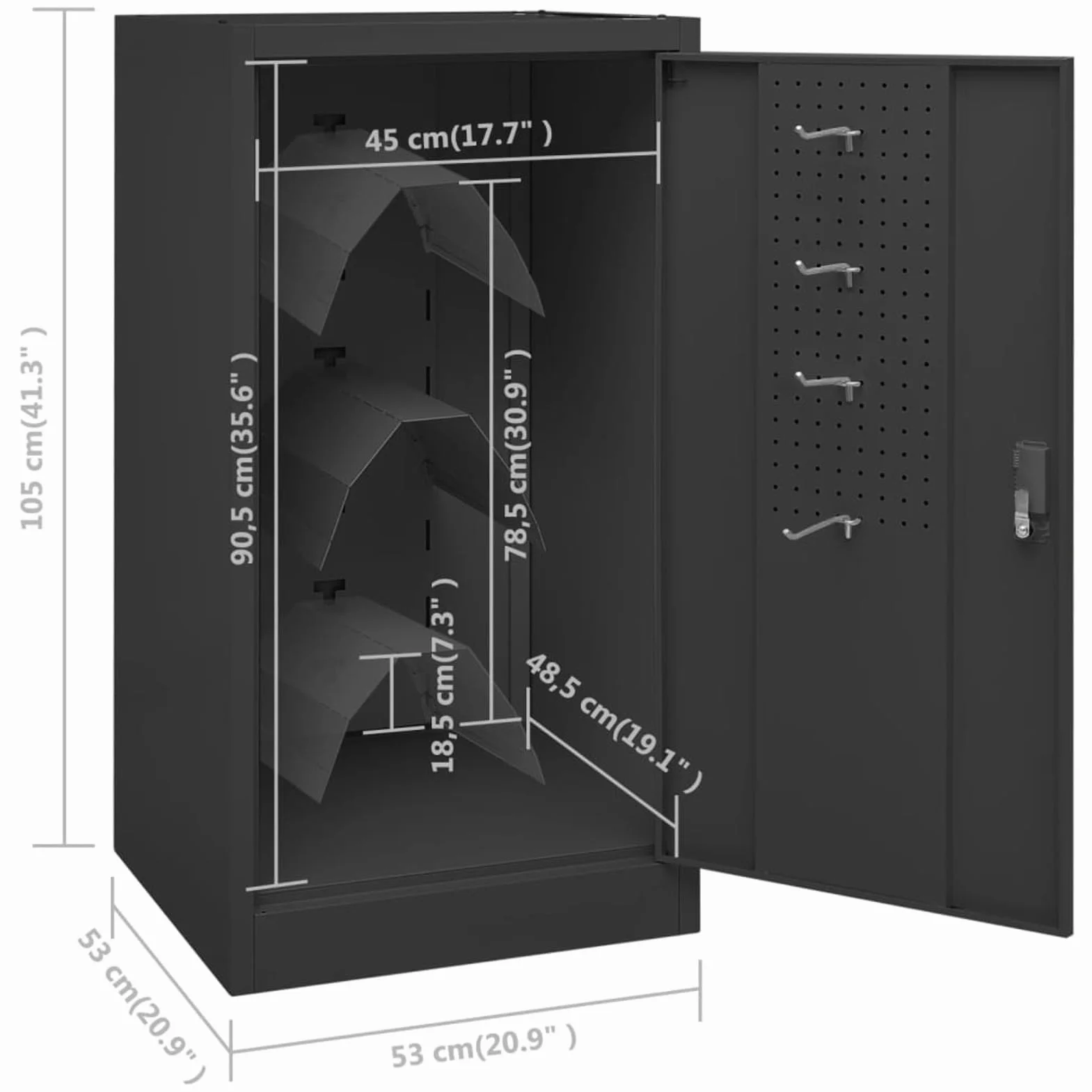 Armadio Porta Sella Antracite 53x53x105 cm in Acciaio,Articoli Sportivi,Accessori per finimenti per Cavalli,Accessori per Selle,Portasella(SPU:339606)