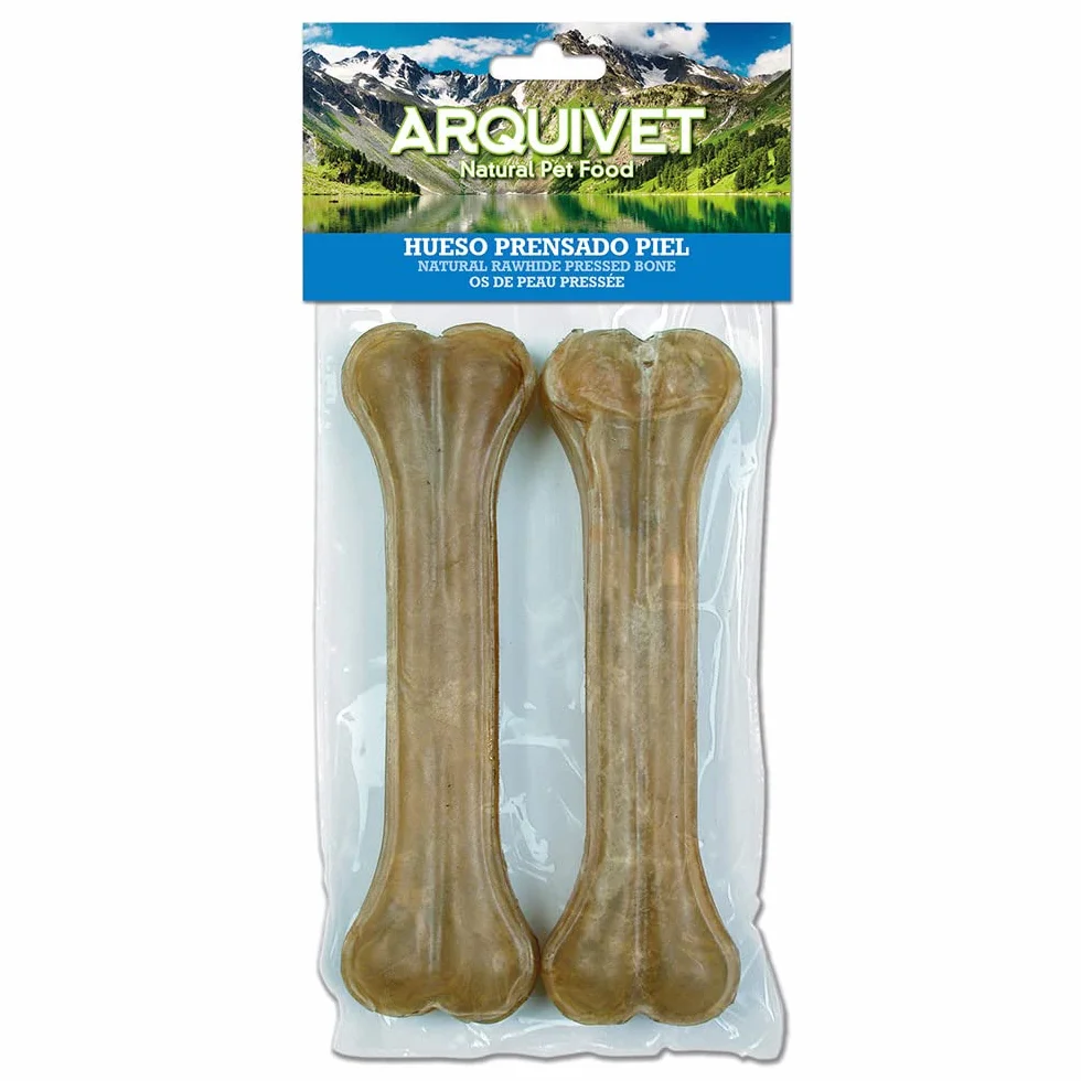 Osso Pressato in Pelle Bovina 20 cm per Cani, Masticabile, 2 Unità
