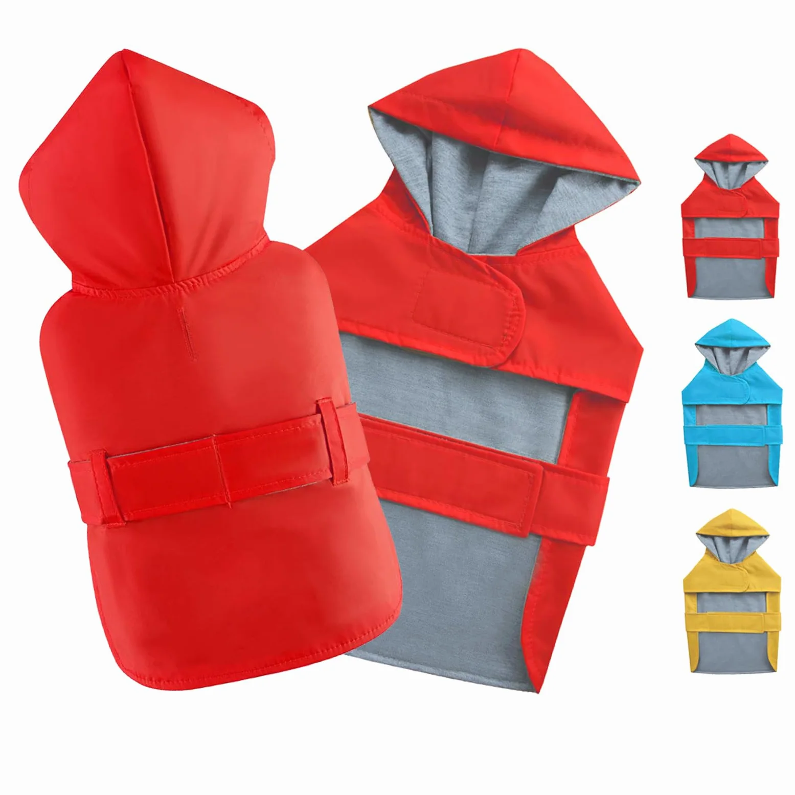 CNBEAU Impermeabile per cani, impermeabile per animali domestici, impermeabile, con cappuccio, con foro traspirante impermeabile, rosso, M