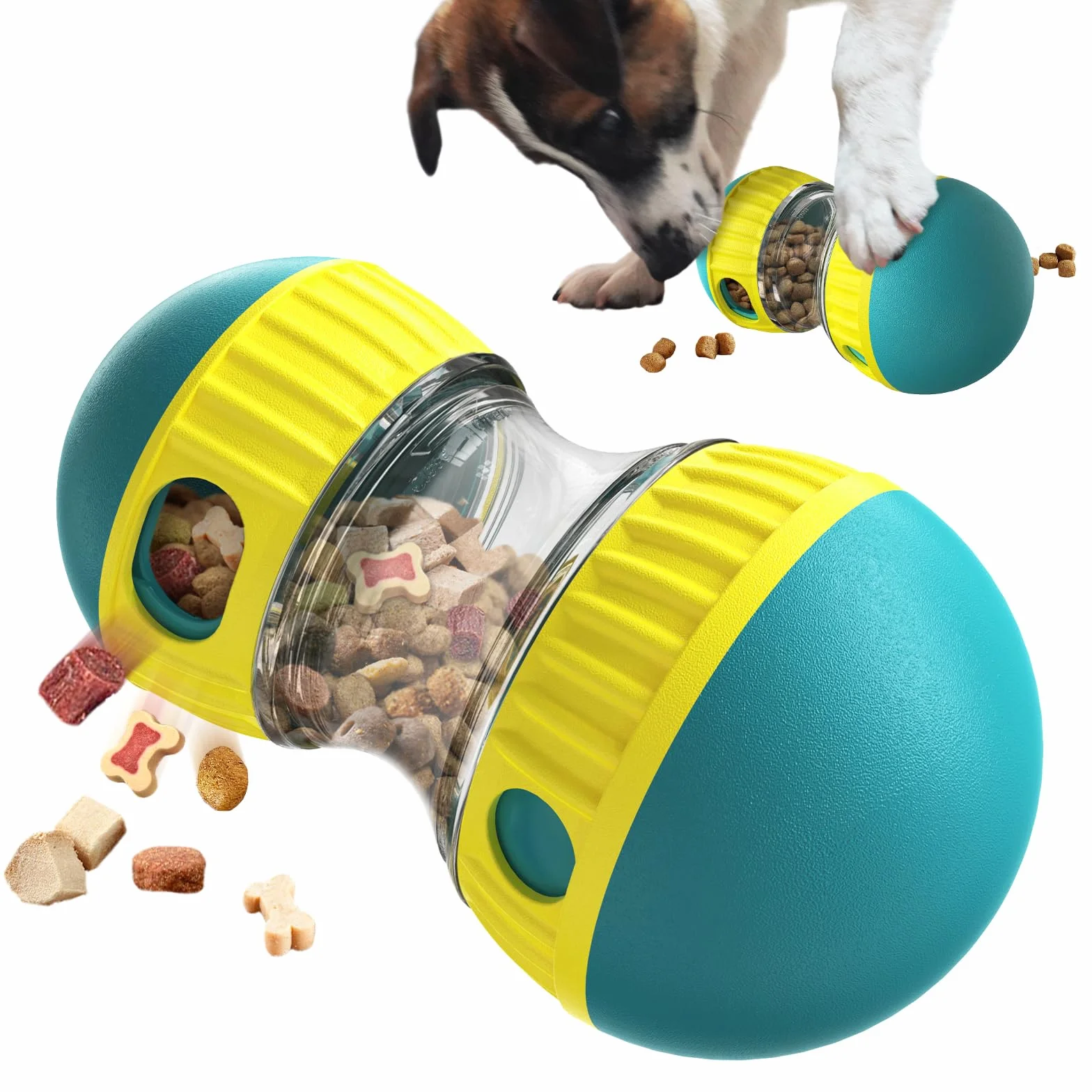 Giocattolo interattivo per cani, indistruttibile per cuccioli, mangiatoia, dispenser di dolcetti, mangiatoia per cani, alimentazione lenta, per razze da masticare aggressive di taglia