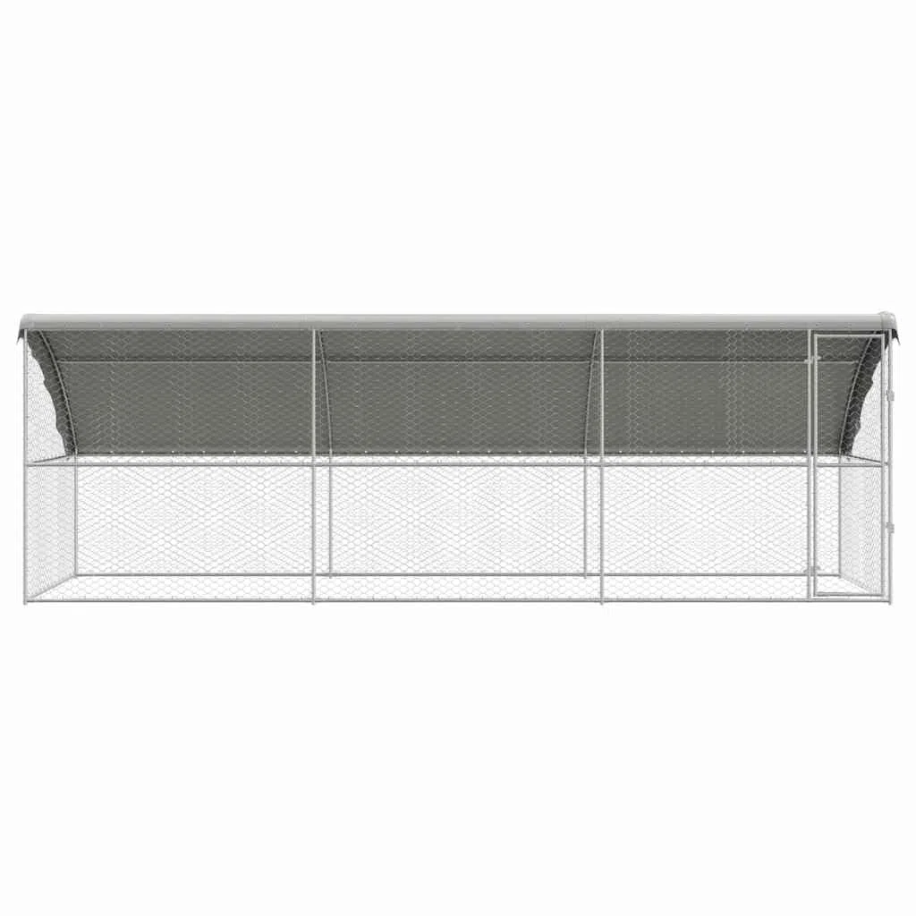 Set di 3 gabbie per cani, colore argento, 600 x 200 x 200 cm, in | Robusto recinto per animali per giardino e terrazza, con tetto in polietilene e sistema di chiusura sicuro per una facile
