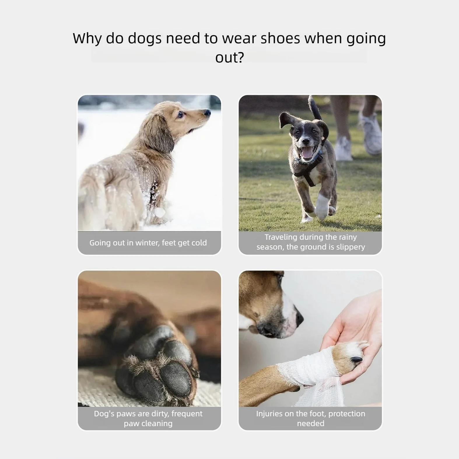 Di 4 protezioni per zampe di cane ispessite antiscivolo suola interna in pile stivali per cani scarpe in peluche per passeggiate escursioni scarpe peluche