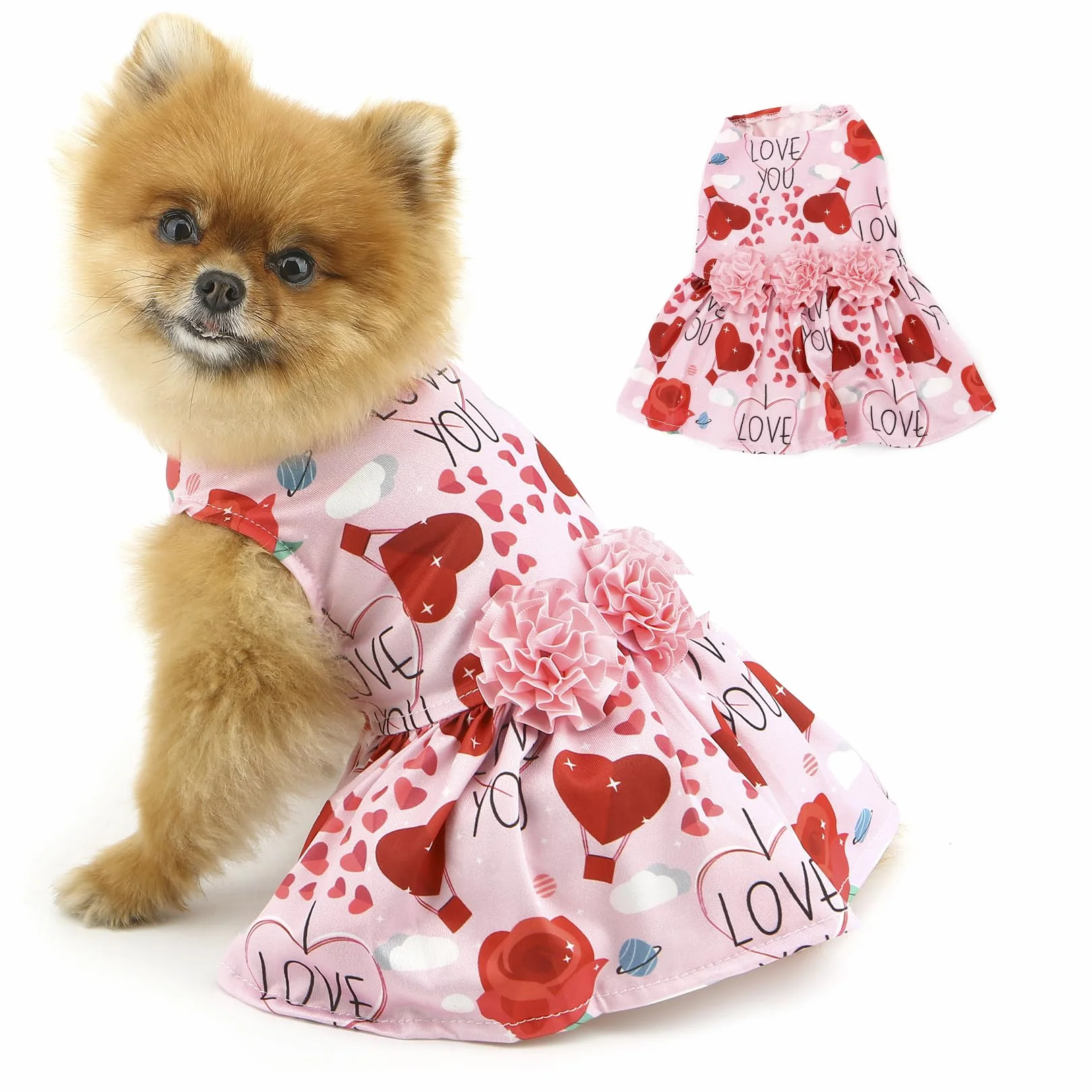 PAIDEFUL Abiti per cani di piccola taglia femmina stampata gonna principessa costume da vacanza floreale morbido leggero cuccioli Chihuahua
