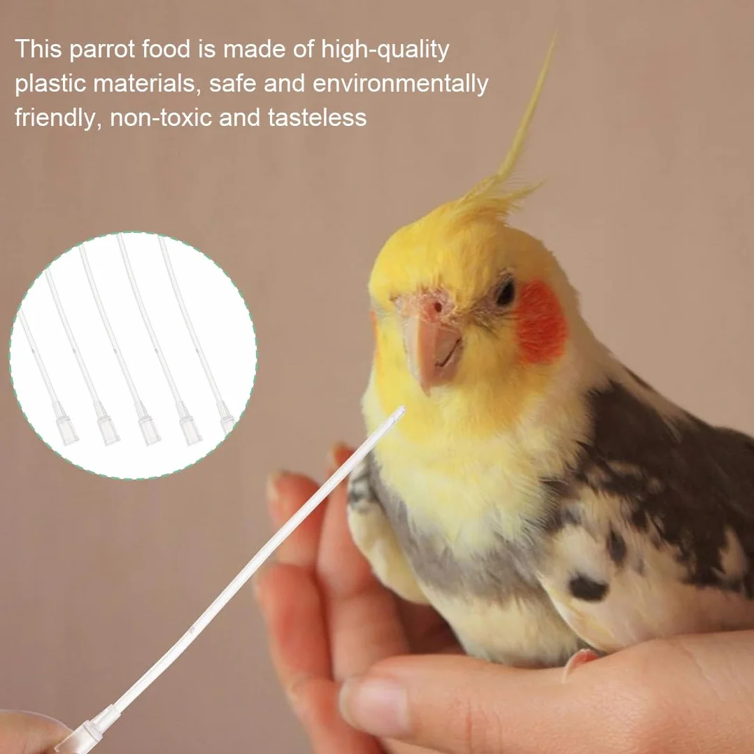 10 PCS Alimentatore Pappagalli Trasparente Uccelli Alimentazione Tubi Veloce Alimentazione Tubo per Bambino Pet Uccelli