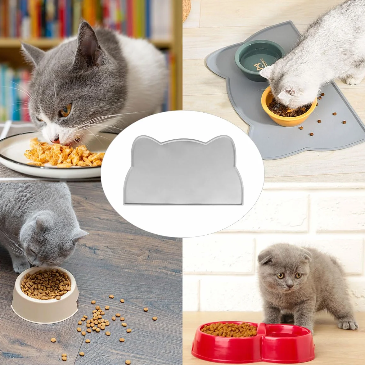 Tappetino Ciotola Cane Gatto,Tappetino per ciotole gatto,Tappetino Ciotola per Cani e Gatti in Silicone,Tappetino Ciotola Cani e Gatti,Antiscivolo Silicone Tappetini Cibo Tappetino Sottociotola