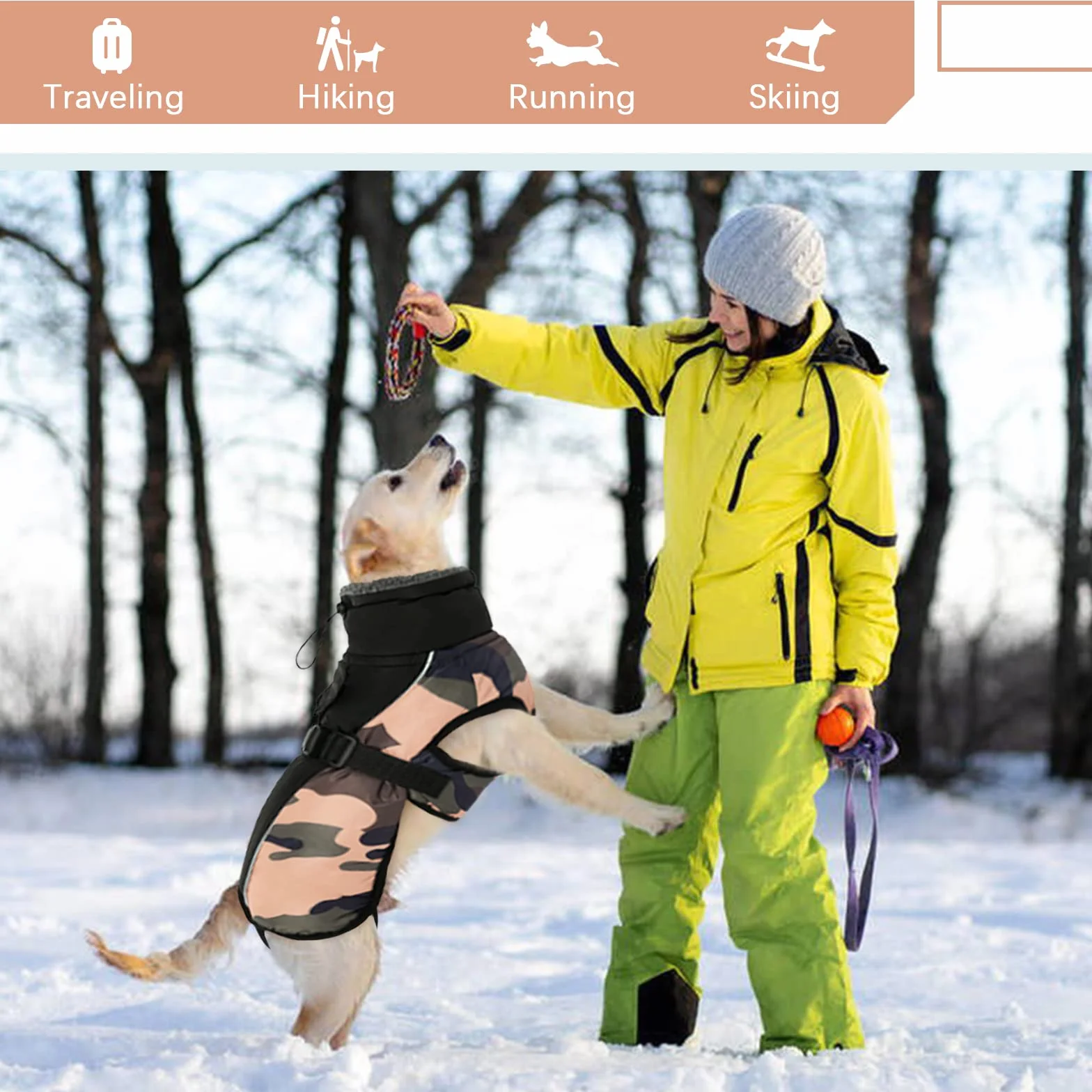 Cappotto per cani impermeabile Giacca invernale calda, Giacca per cani antivento Abbigliamento per cani Completo per cani di taglia piccola di taglia media Con Striscia Riflettente