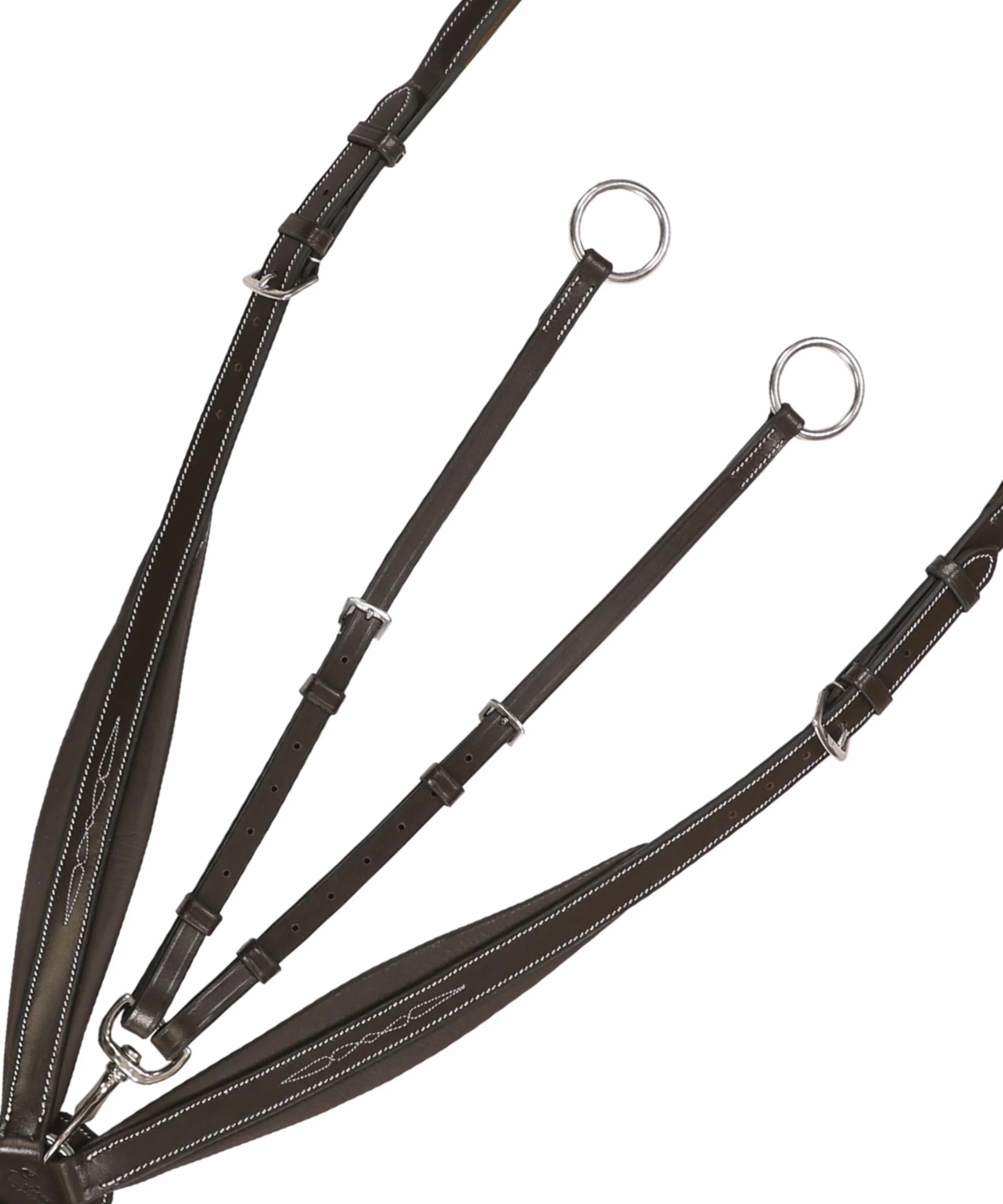 Exion - Pettorale inglese per cavalli, con cuciture morbide foderate, forma anatomica con attacco per corsa, collare inglese in pelle di alta qualità per cavalli