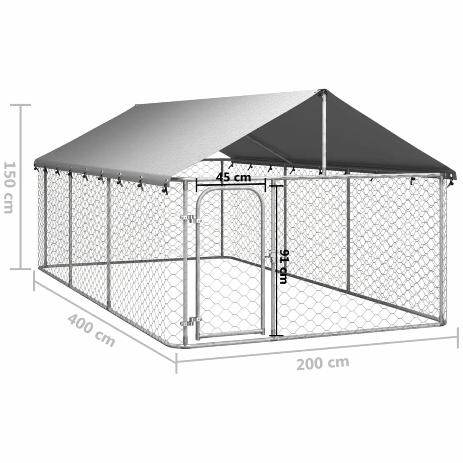 Canile da Esterno con Tetto - Recinzione e Gabbia Grande per Cani 400x200x150 cm