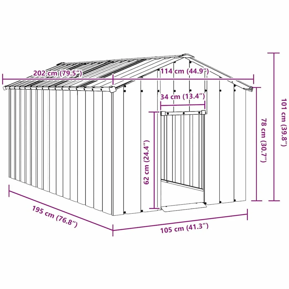 Gabbia Cani con Tetto 114x202x101cm Acciaio Zincato, Box per Cani da Esterno, Gabbia per Cani, Box per Cani, Recinto per Cani