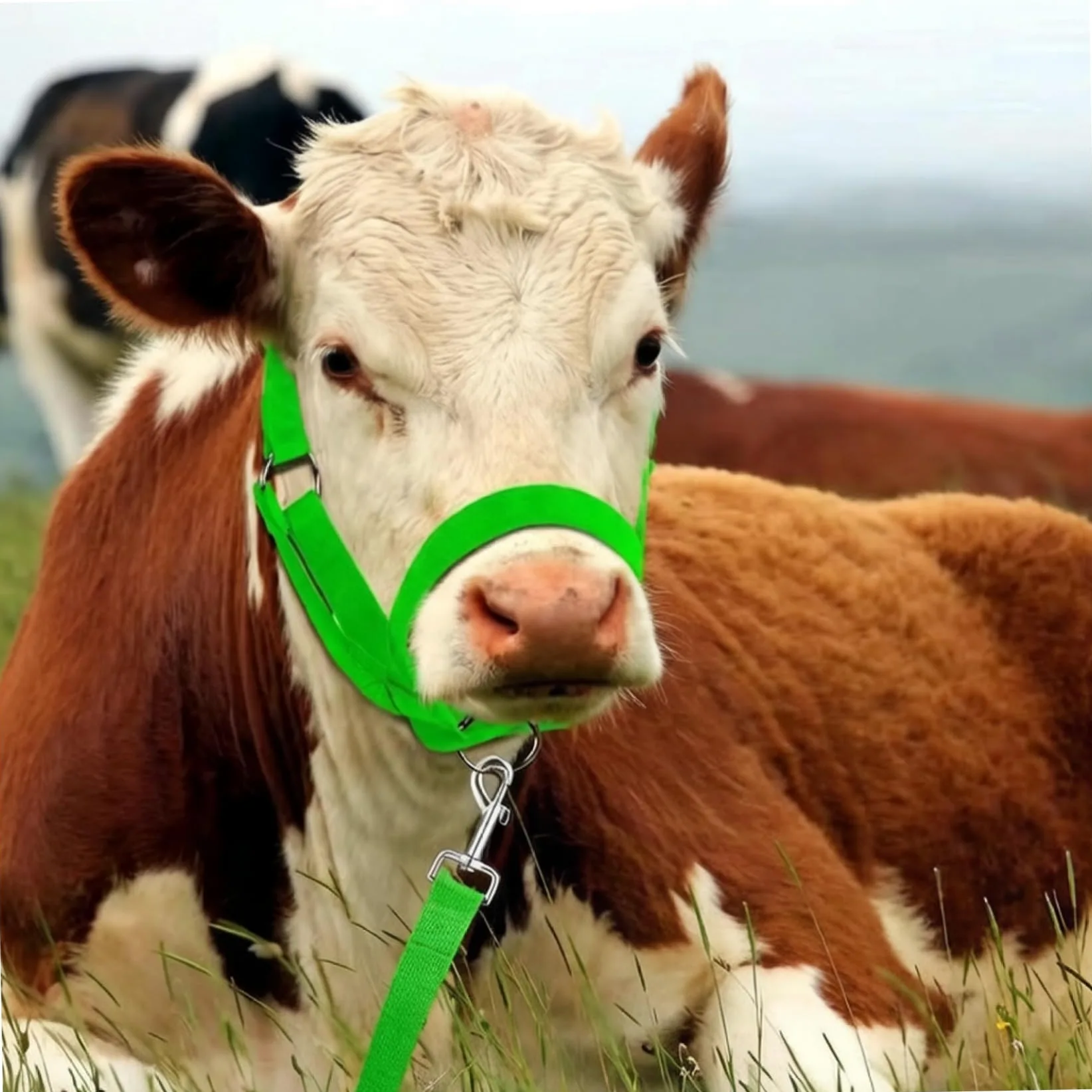 Capezze, 2 pezzi Capezza per mucche Capezza regolabile per polpacci con corda principale Cavezze per bovini in nylon resistente per cavallo/asino/capra/bovino