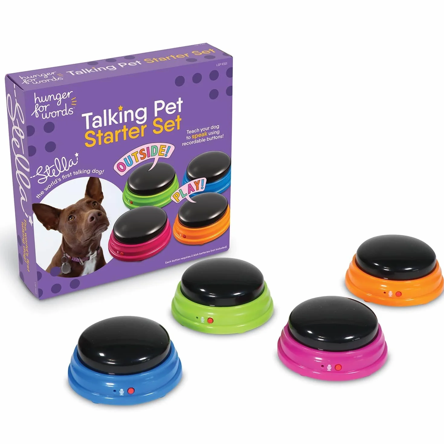 Hunger for Words Set di Avviamento Talking Pet, Pulsanti registrabili per Cani, Pulsanti per Cani parlanti, Insegna al Tuo Cane a Parlare