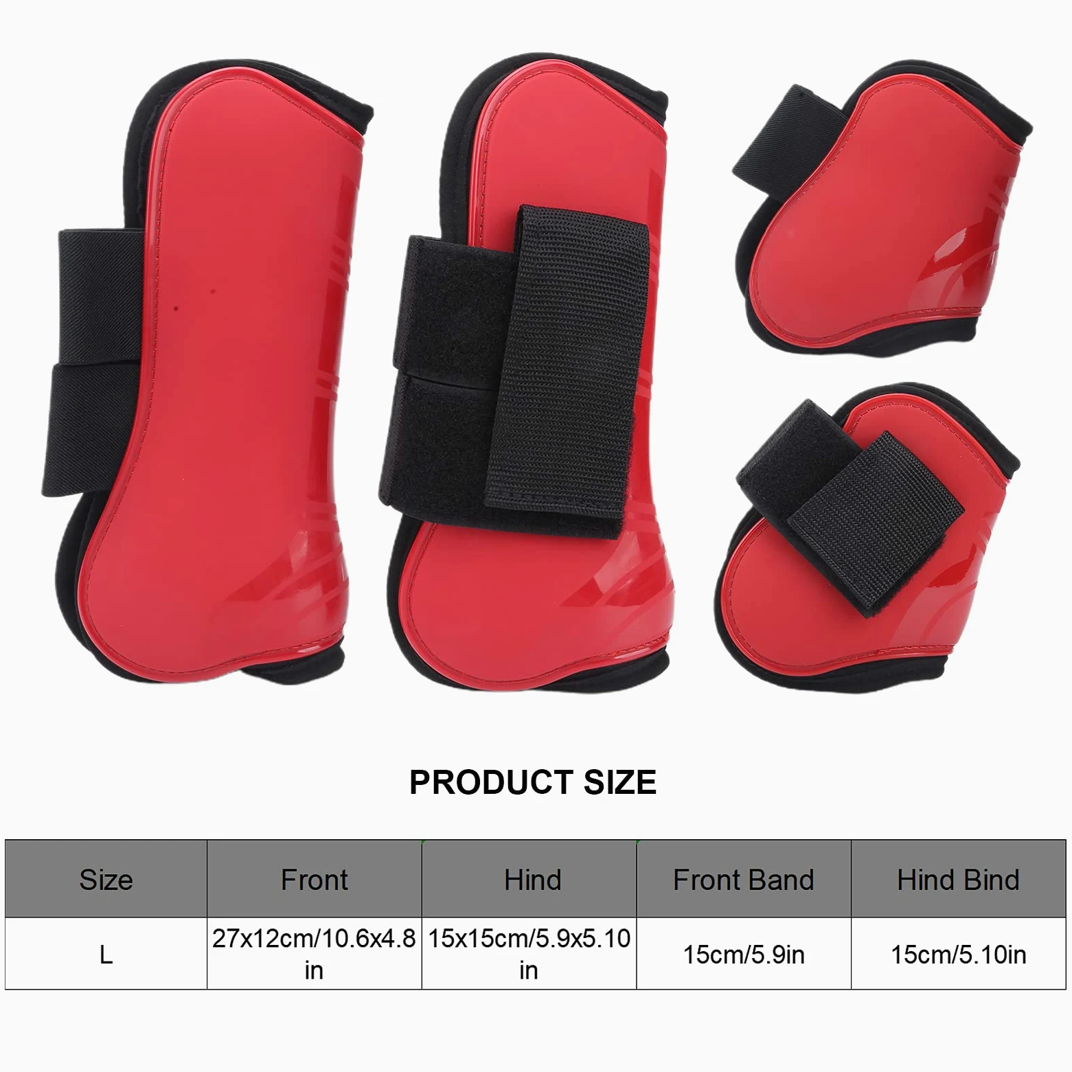 Paratendini per Cavallo Protezione Spessa con Guscio in PU per Equitazione - Confezione da 4 Colori Rossi, Eccellente Ammortizzazione e Supporto per Le Gambe