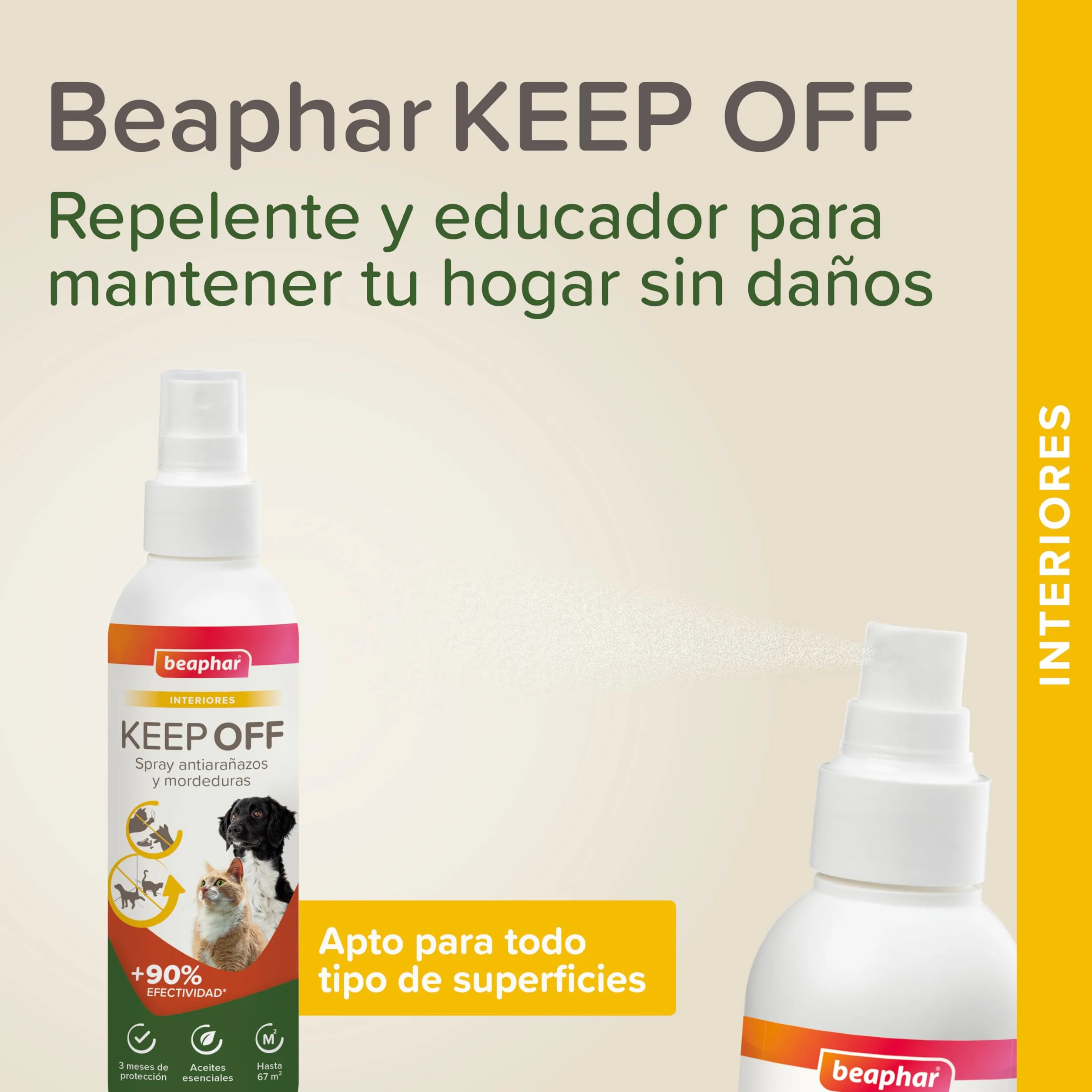 Beaphar Keep off - Spray Educatore Gatti e Cani - AntiGraffio - Antimuffa - Frena Le Cattive abitudini - Proteggi divani e mobili - Efficacia Repellente Immediata - con Oli Essenziali - 200 ml