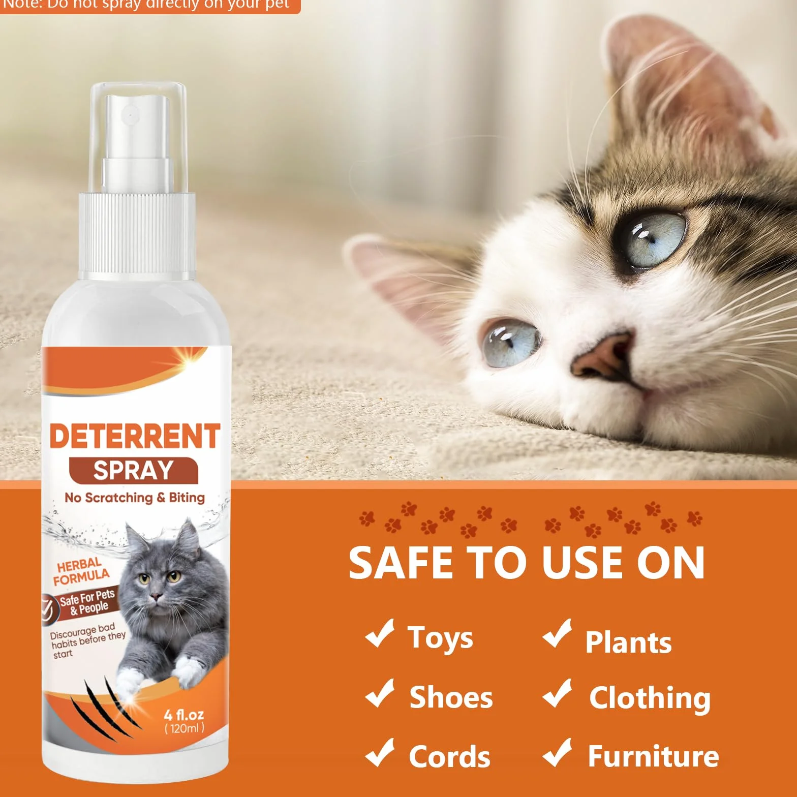 Repellente per Gatti, Repellente Gatti e Spray AntiGraffio per Gatti Divano,Dissuasore per Gatti&Cani per la Protezione del Divano del Pavimento dei Mobili-120 ML