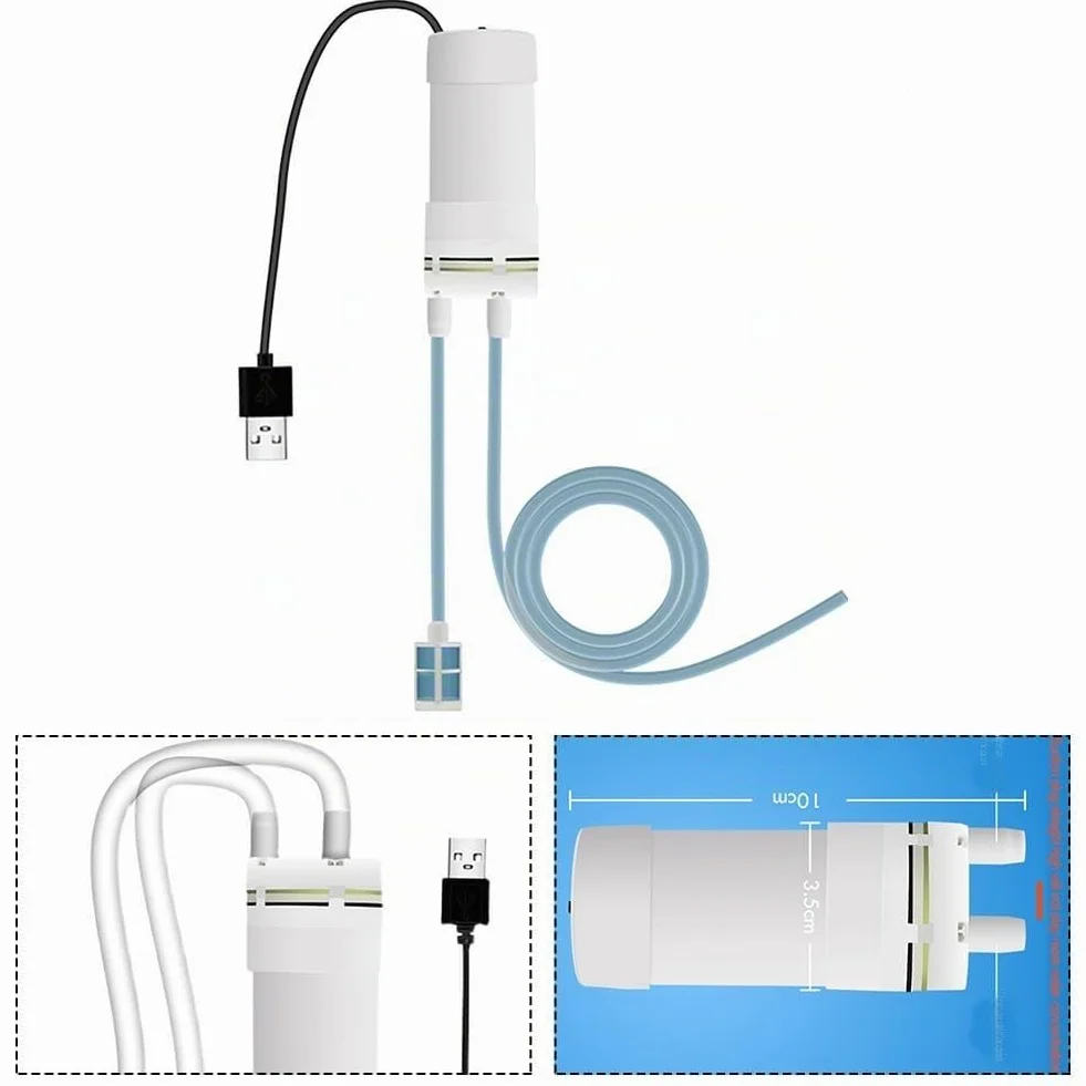 Mini Pompa Acqua Elettrica - 5V Pompa Vuoto Autoadescante Alimentata USB Con Tubo Da 6MM - Per Pompaggio Acquario Da Giardino Domestico Portatile - Portata 4L/min(3 Metri)