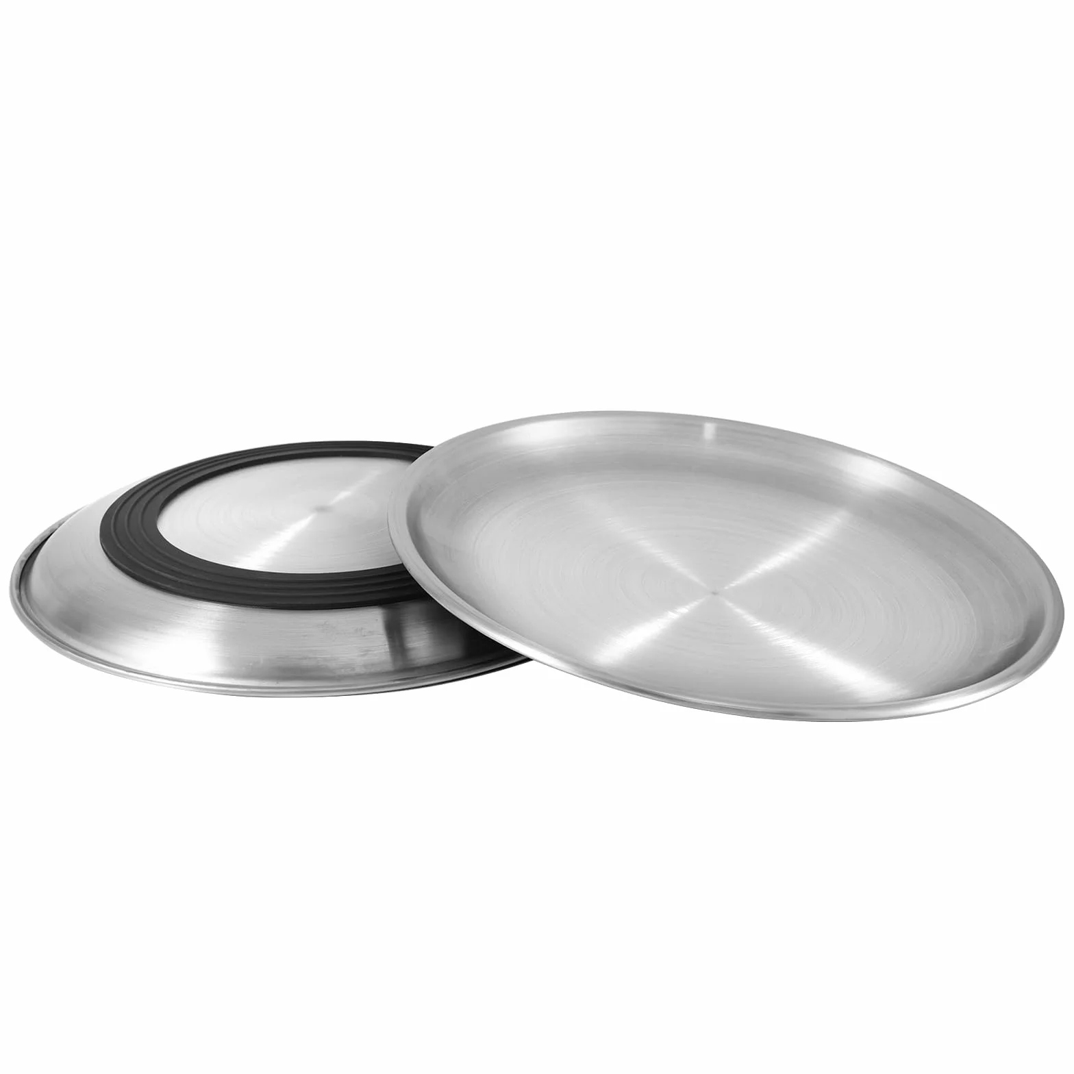 Ciotole Piatte per Gatti in Acciaio Inox 17 cm, Ciotola di Cibo Poco Profondo, Antiscivolo