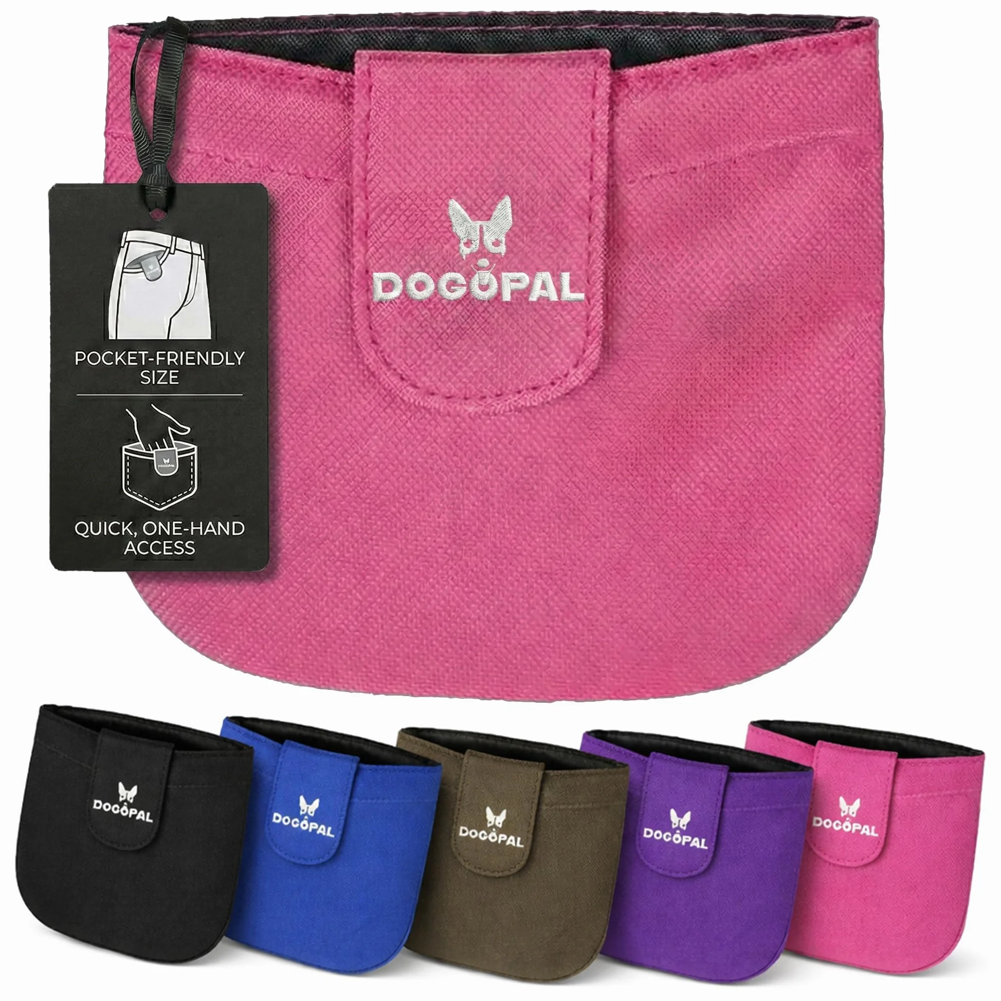 DOGOPAL Porta Premietti per Cani con Chiusura Magnetica, Porta Snack da Tasca per Addestramento, Sacchetto Porta Crocchette Compatto per Passeggiate (Rosa)