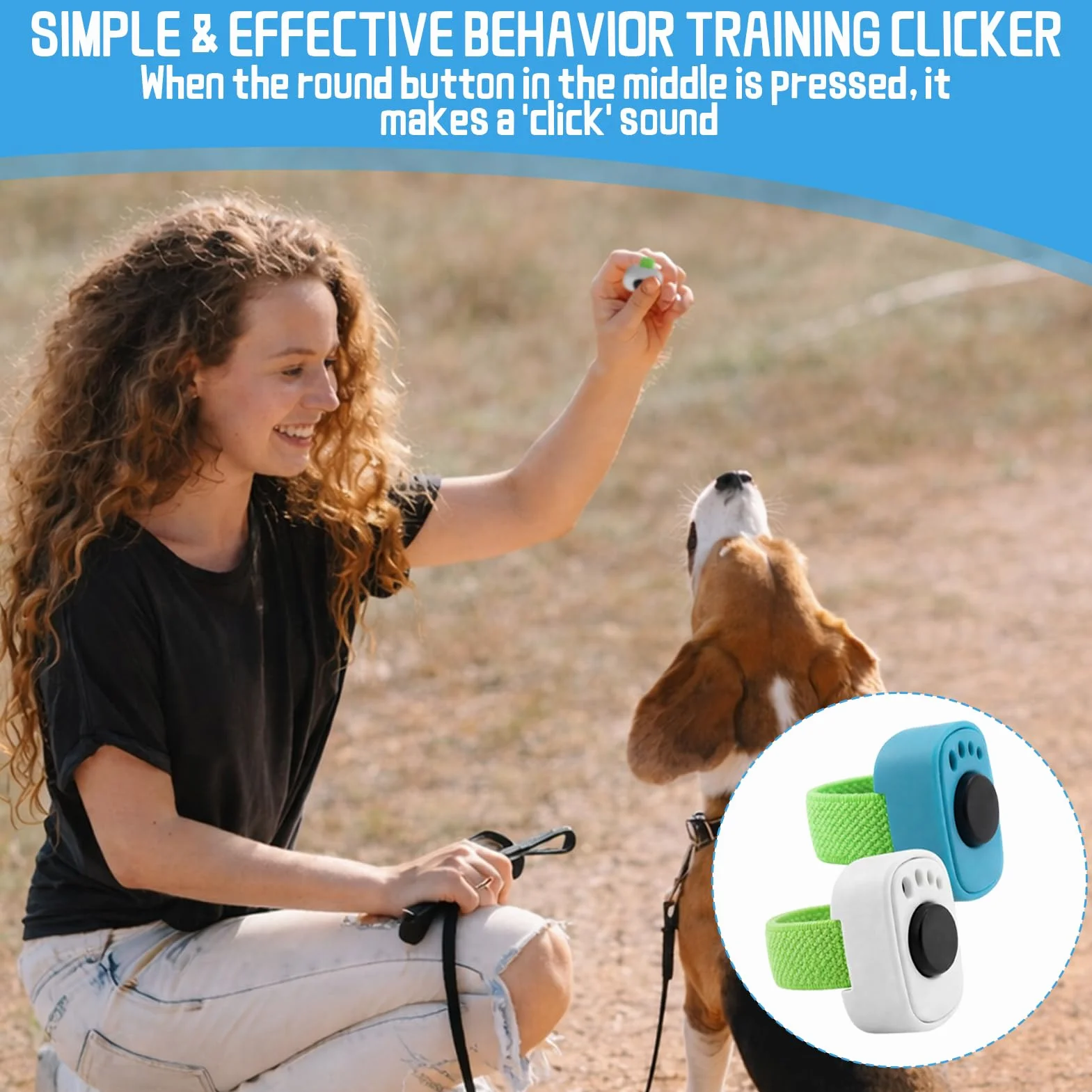 Dongcill Set da 2 Clicker per Cani,Mini Clicker per L'addestramento degli Animali Domestici,con Anello per Dita,Accessorio per Addestramento,per Cane,Gatto,Cavallo (Bianco)