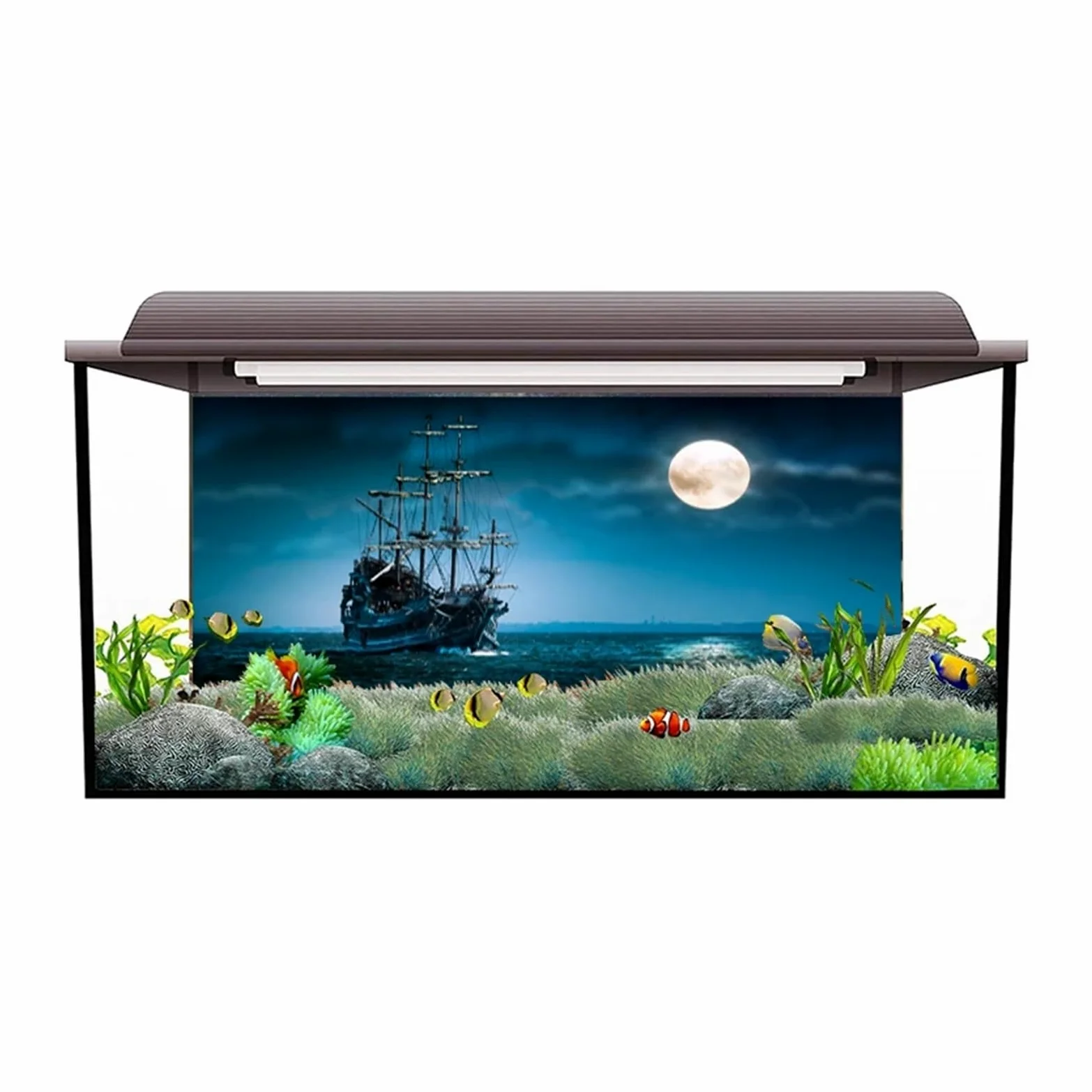 Adesivo for Sfondo Acquario, Poster con Cielo Notturno, Decorazione for, Carta da Parati autoadesiva(41x 122cm)