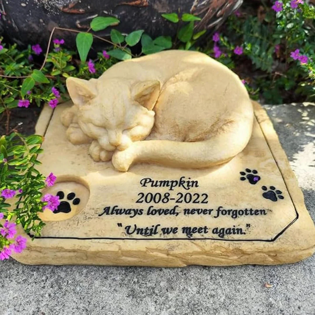 Statua di Gatto Addormentato in 3D Commemorativa per Gatti, Pietra tombale, Regalo in Memoria della Perdita