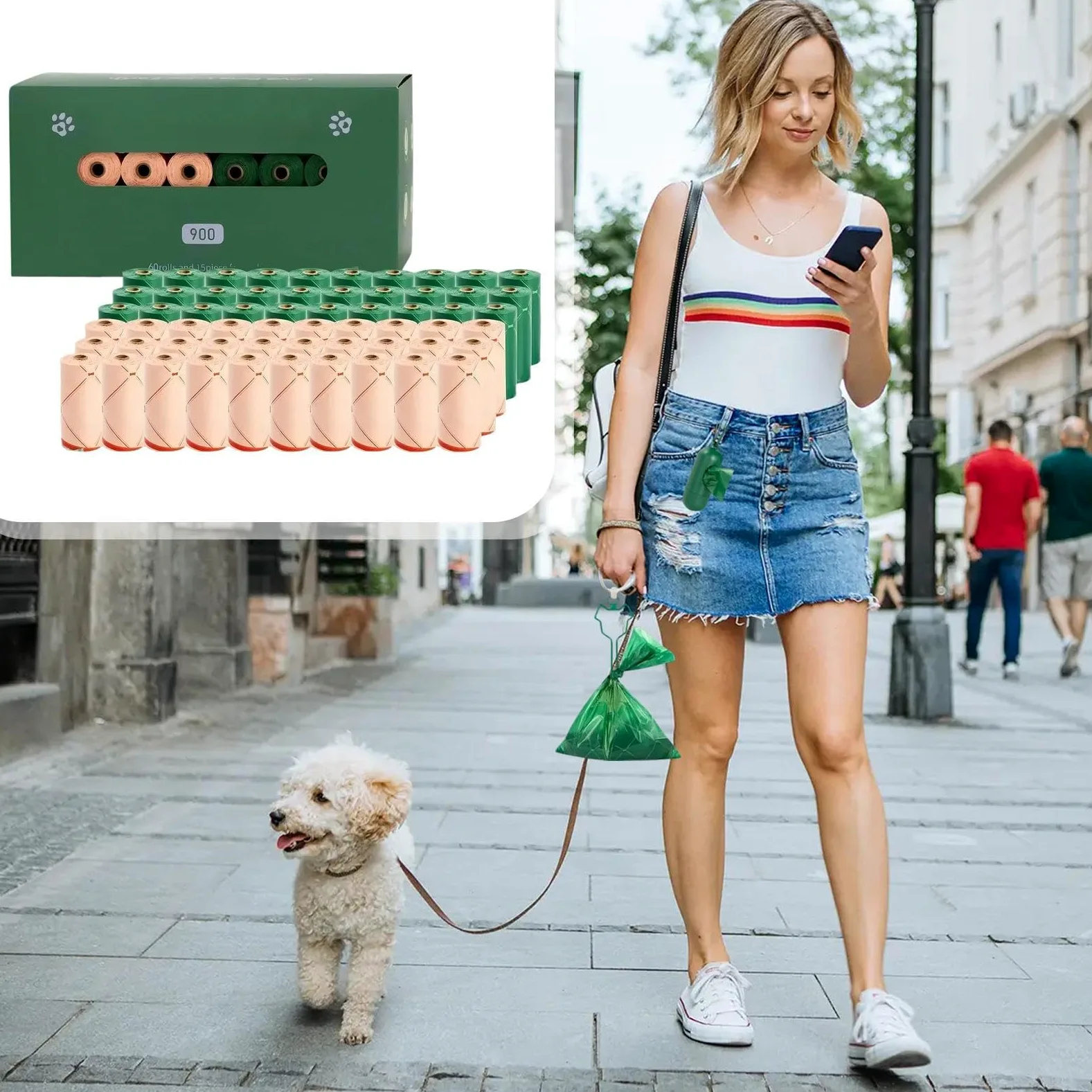 Sacchetti per Cani Distributore, Portasacchetti, Antigoccia, Inodore, | Sacchetti Per Cani Pannolino, Cucciolo, Gatto, Esterno, Viaggio, Passeggiata, Campeggio