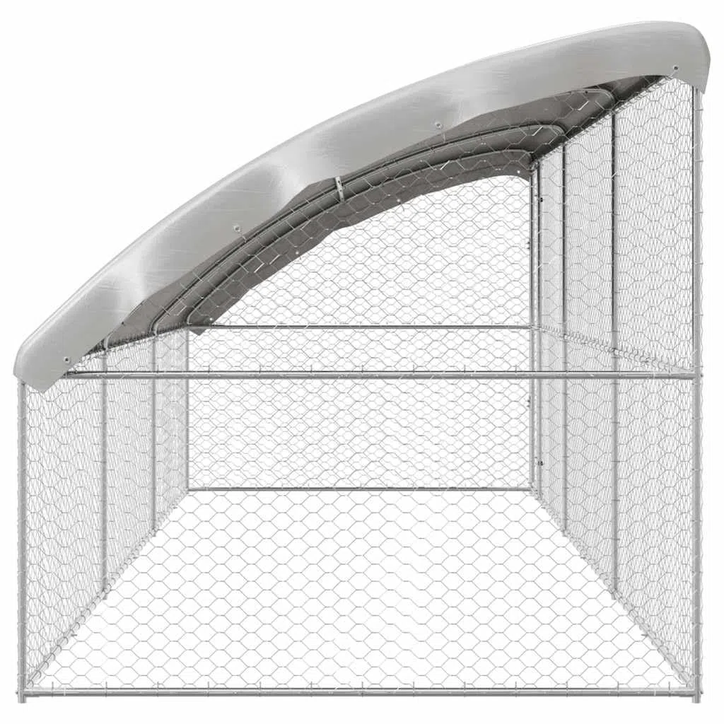 Set di 3 gabbie per cani, colore argento, 600 x 200 x 200 cm, in | Robusto recinto per animali per giardino e terrazza, con tetto in polietilene e sistema di chiusura sicuro per una facile