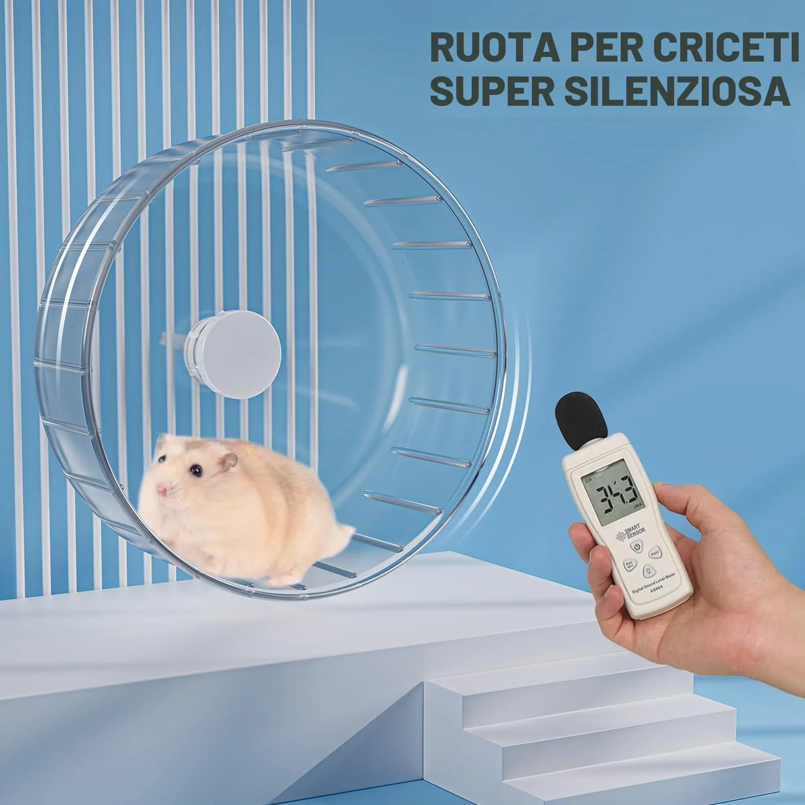 BUCATSTATE Ruota Criceto, 17cm Super Silenziosa Ruota da Corsa Trasparente per Criceti Piccoli Animali Domestici Criceto Gerbil