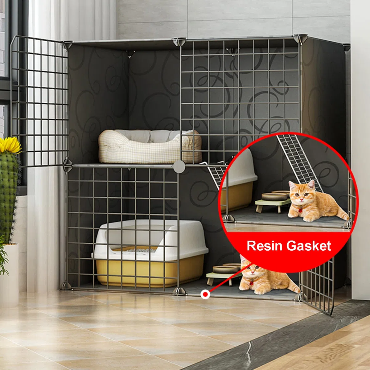 Generico Gabbia per Gatti da Interno di Grandi Dimensioni, Pieghevole, Adatta a Piccoli Animali, in Metallo, Ideale per balconi e balconi (75 * 49 * 73 cm)