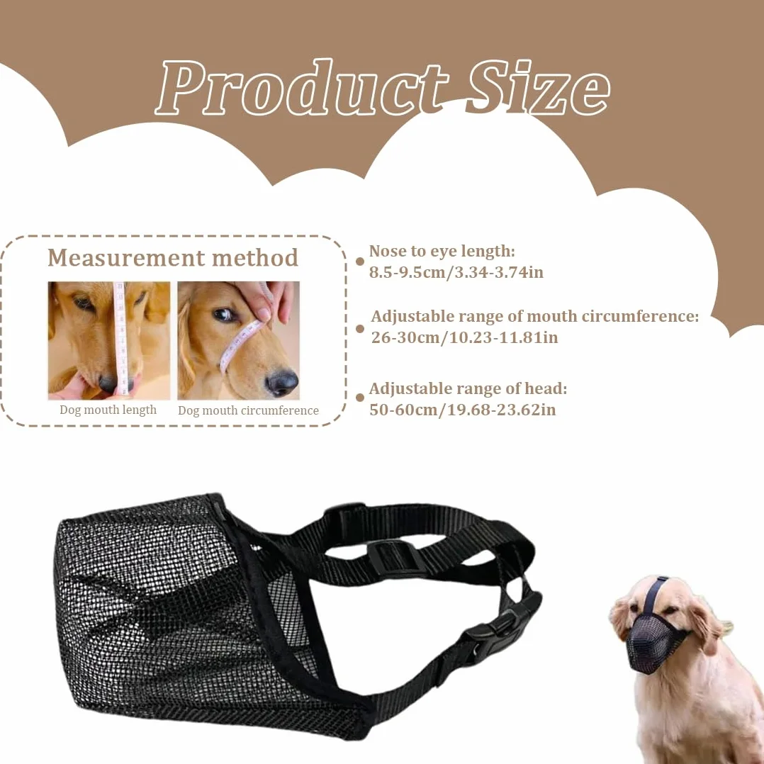 Museruola per Cani, Museruola Traspirante Cani Regolabile, Addestramento A Maschera, Copertura di Piccola Media Grande Taglia