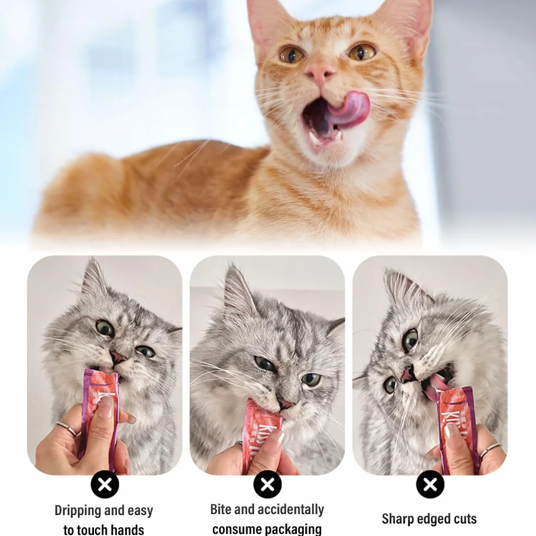 3 confezioni di mangiatoie per gatti, cucchiaio flessibile per animali domestici, cucchiaio per dolcetti per gatti, cucchiaio morbido comprimibile