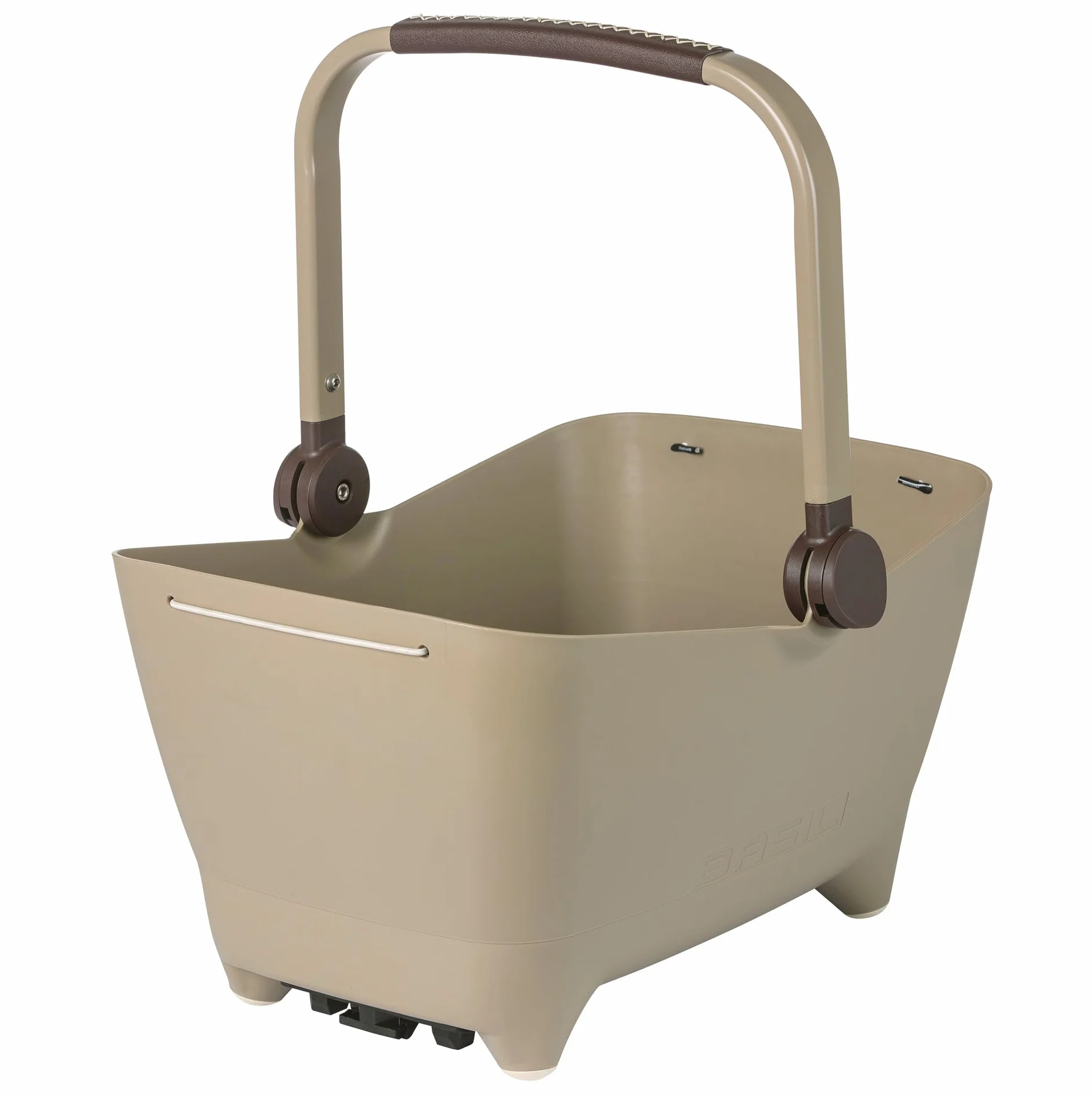 Basil Buddy MIK - Cestino da bicicletta per cani, 32 l, marrone, robusto, con sistema MIK e piastra MIK Carrier, perfetto per il trasporto sicuro di cani