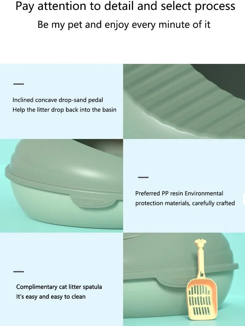 Lettiera per gatti, design semi chiuso con recinzione alta, a forma di uovo resistente, vassoi a prova di spruzzi, lettiera per gatti facile da pulire