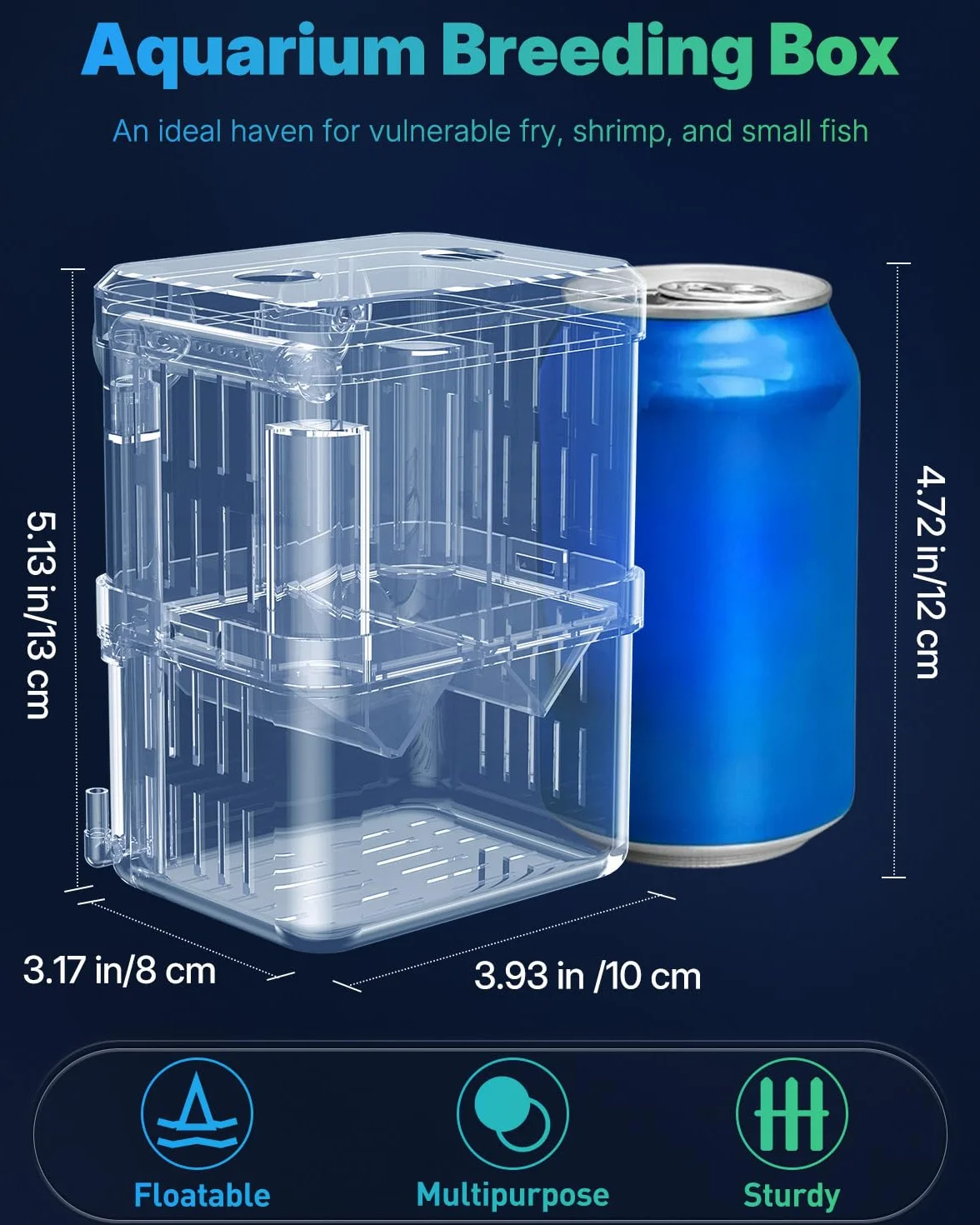 Pawfly Scatola per allevamento di pesci in plastica trasparente per piscina di pesce, incubatrice per pesce, gamberetti, piccola scatola isolante per pesci aggressivi