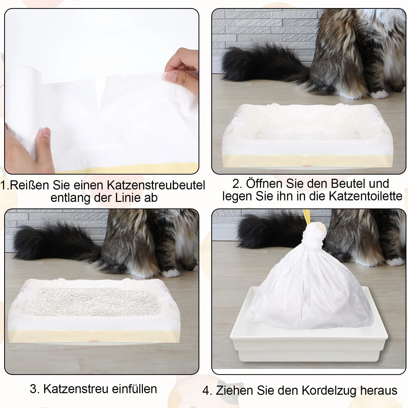 20 sacchetti per lettiera per gatti, sacchetti per lettiera per gatti, con cordino, sacchetti igienici, per lettiera per gatti, XXL, resistenti agli strappi, durevoli (79 x 45 cm)
