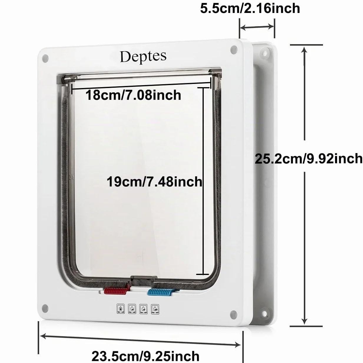 Depets Porta per gatti di grandi dimensioni (esterno 25 x 234 cm) chiusura a 4 vie per interni ed esterni resiste alle intemperie per animali con circonferenza <584 cm per finestre e pareti
