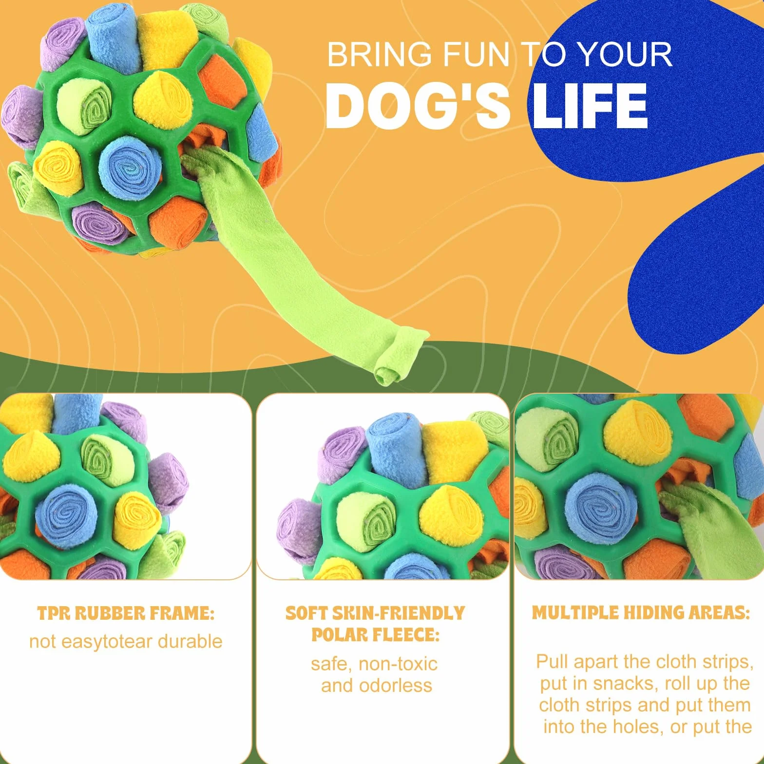 BINYI Tappetino Snuffle Mat per Cani Giochi Interattivi per Cane Indistruttibile Giocattoli Palla da Fiuto per Cani Addestramento