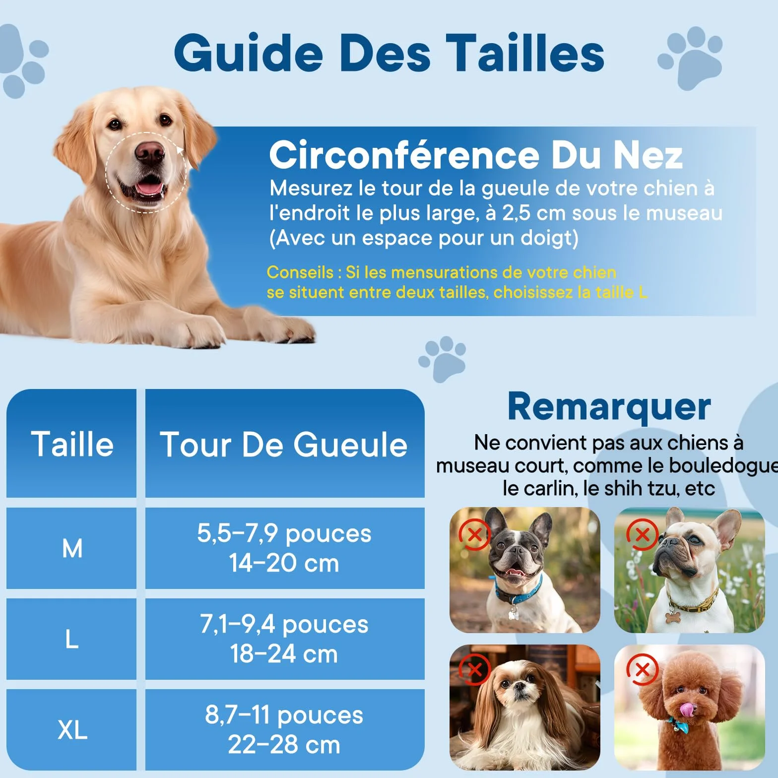 Morsetto per cane, Morsetto regolabile per cane, Anti-abbaio e mordicchio, Morsetto in maglia traspirante per addestramento all'igiene (M)