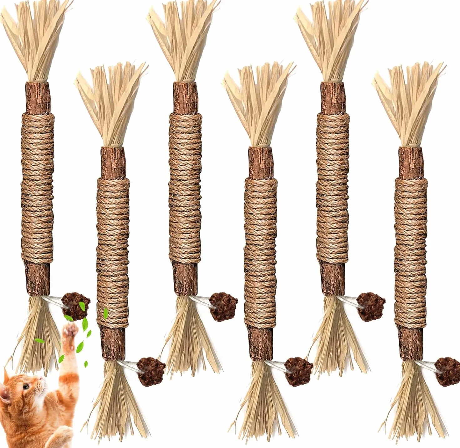 Simsky 6 Pezzi Bastoncini Erba Gatta per Gatti, Bastoncini Cura Denti per Gatti, Bastoncini di Erba Gatta Naturale di Giocattoli per la Cura Dentale, Bastoncini per il Gatto Contro l'alito Cattivo