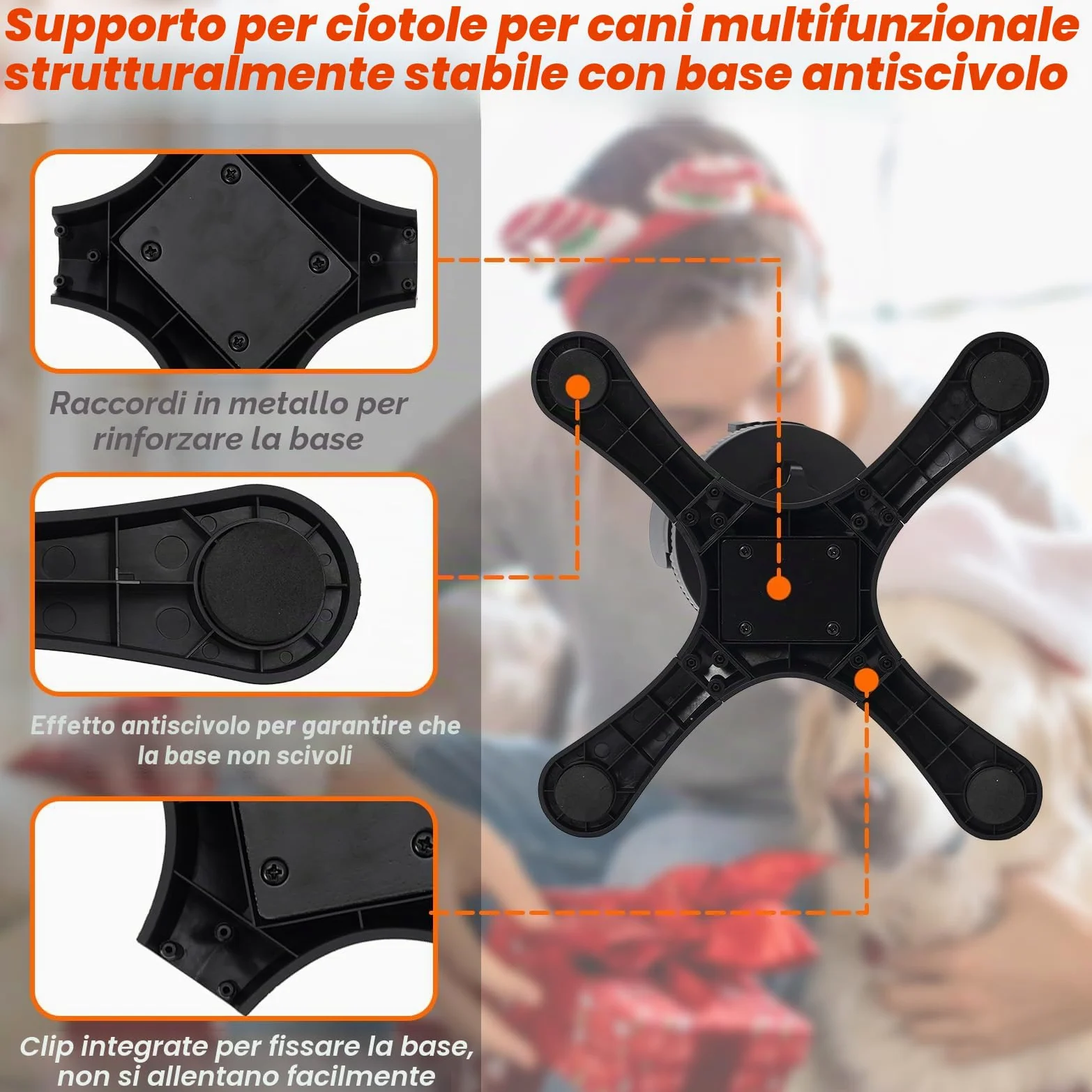 Ciotole Rialzate per Cani Grandi, Porta Ciotole per cani, 3 Altezze & Angoli Inclinazione, Compatibile Con Ciotole In Acciaio Inossidabile & Per cani Medi E Grandi
