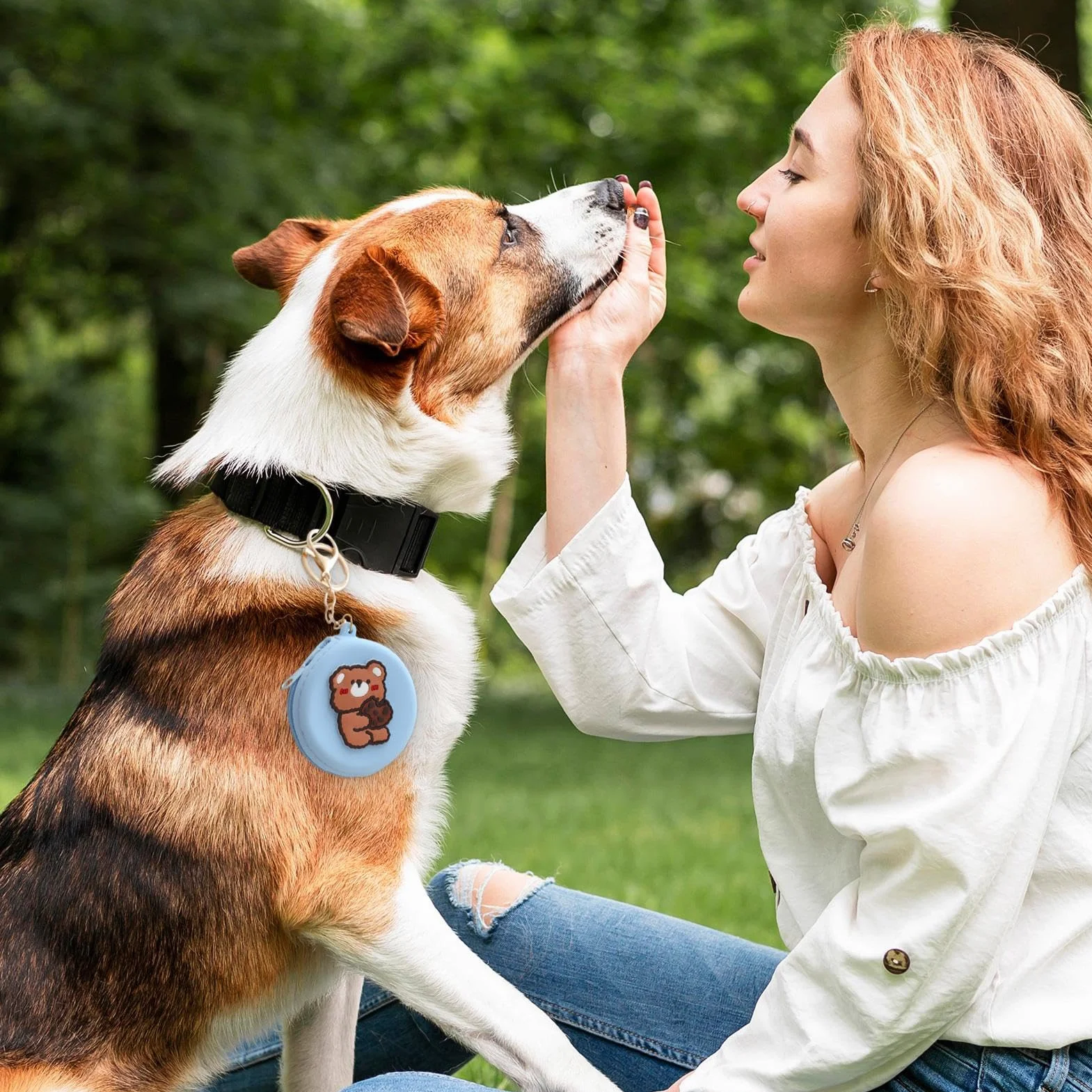 Custodia in Silicone per Cani - Porta Premietti per Cani Piccoli | Borsa per Snack per Cuccioli | Sacchetto Addestramento Cane Nero con Moschettone per Viaggio O Uso Esterno
