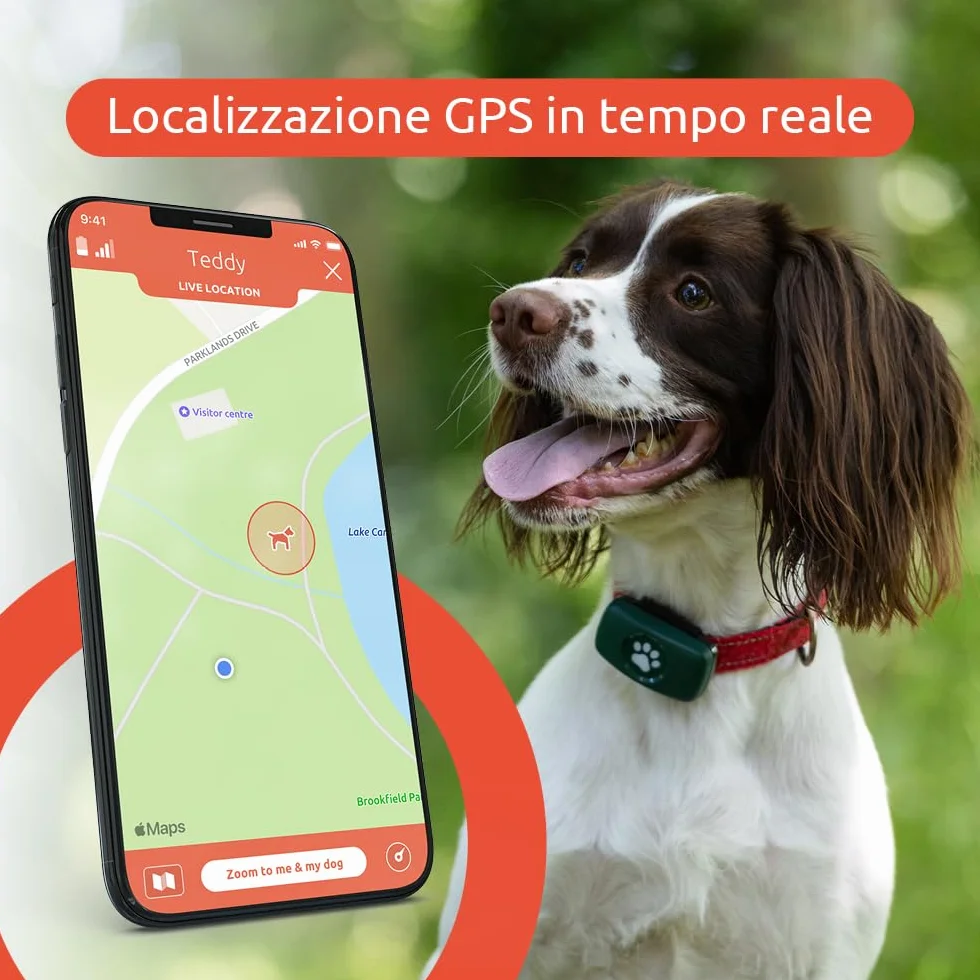 PitPat Localizzatore GPS per cani, non richiede abbonamento, adatto a tutti i cani e si adatta a tutti i collari, smart activity tracker, tracciamento satellitare con portata illimitata (Nero)